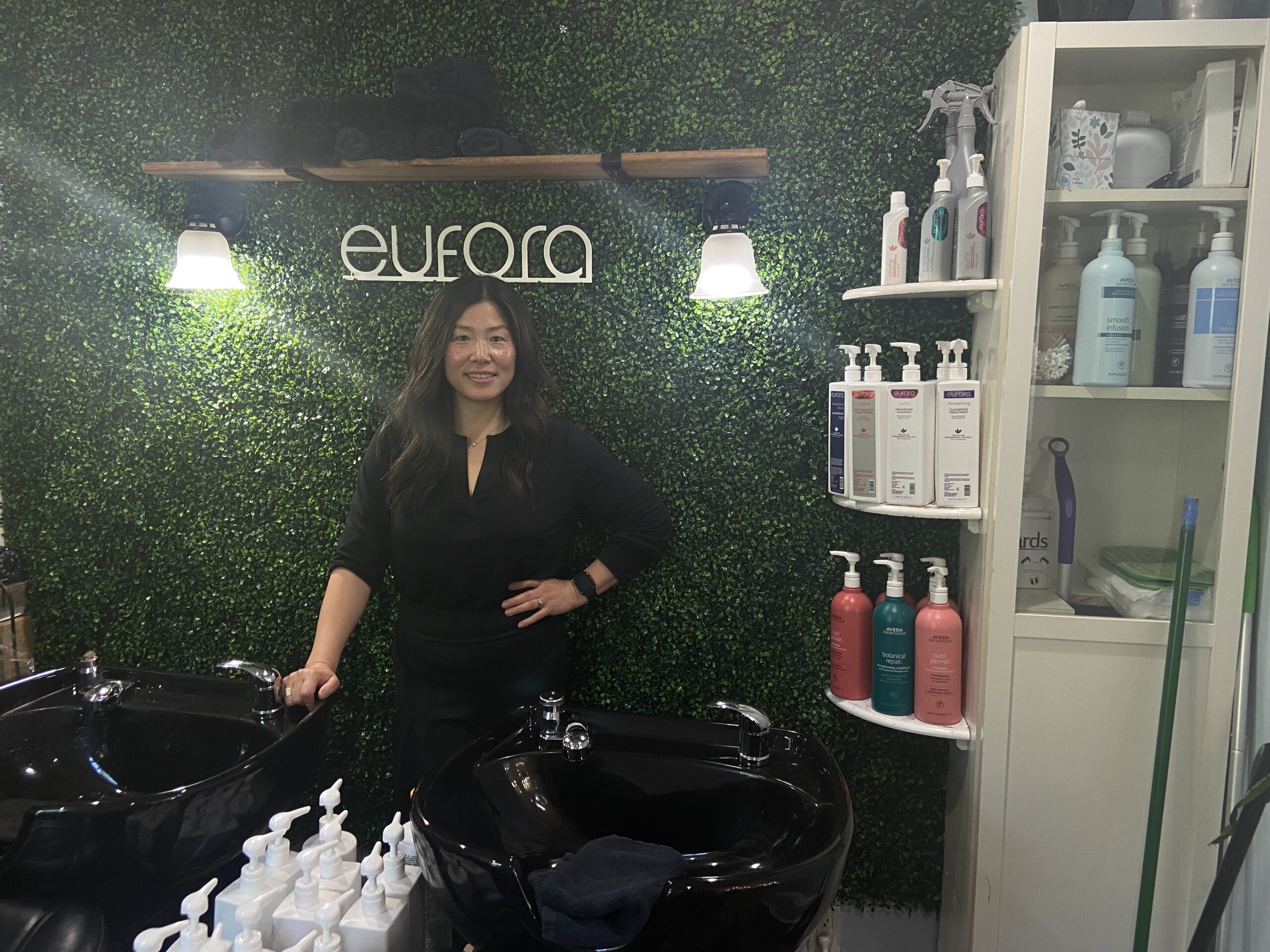 BY JULIA HEMING Annie Kim at Scarlett Rose Salon in Sag Harbor.