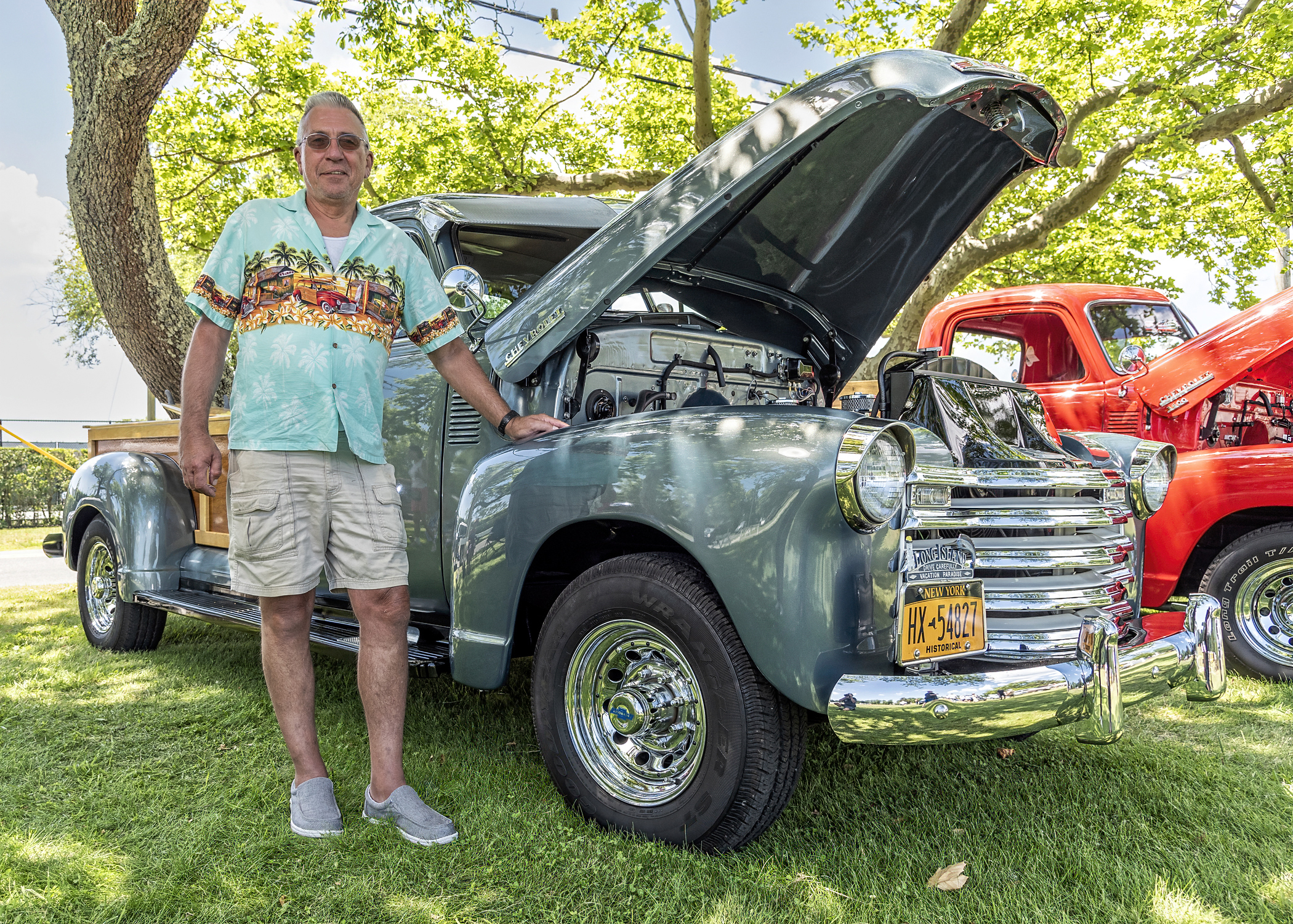 The Westhampton Beach Historical Society held an antique car show on the Great Lawn in Westhampton Beach on Saturday. Howard McCarren of East Moriches was there with his 1953 Chevrolet 3800 pickup.       Courtesy Westhampton Beach Historical Society