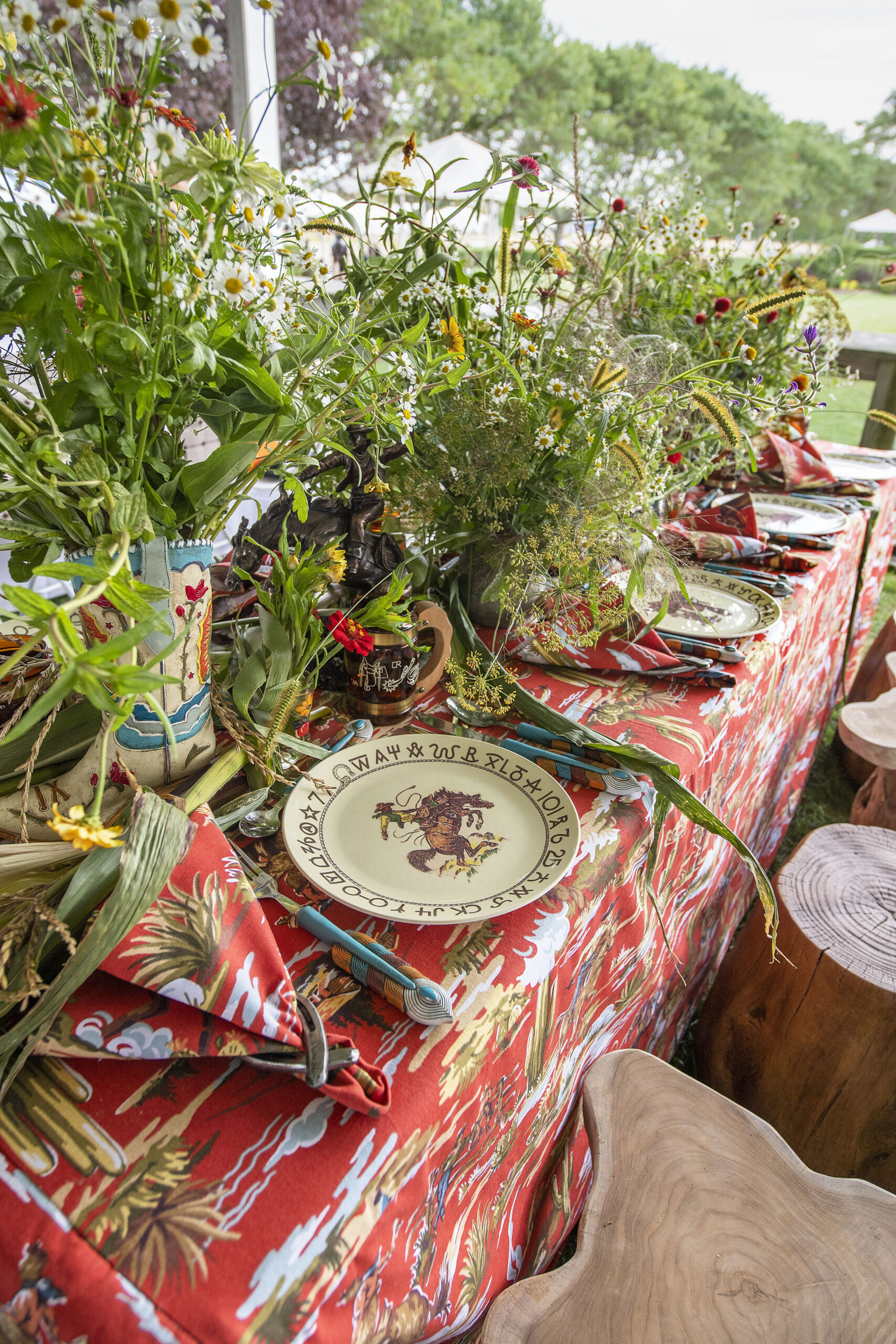 The table setting for the Bickoff Equestrian table in the VIP tent at the 2021 Hampton Classic on Grand Prix Sunday, September 5th, 2021