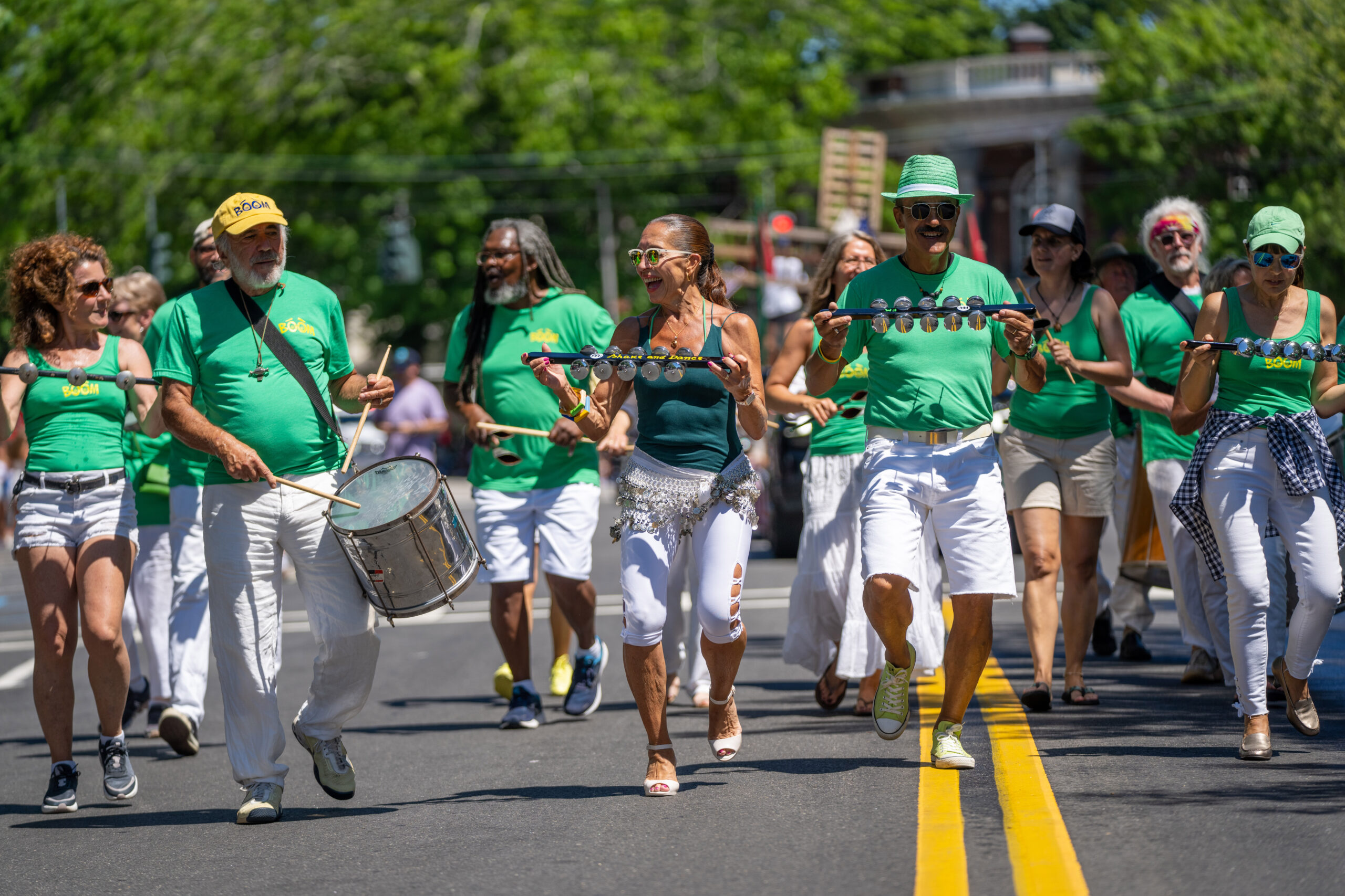 Escola de Samba BOOM​​​​​​​​​​ performs during the July 4 parade in Southampton.