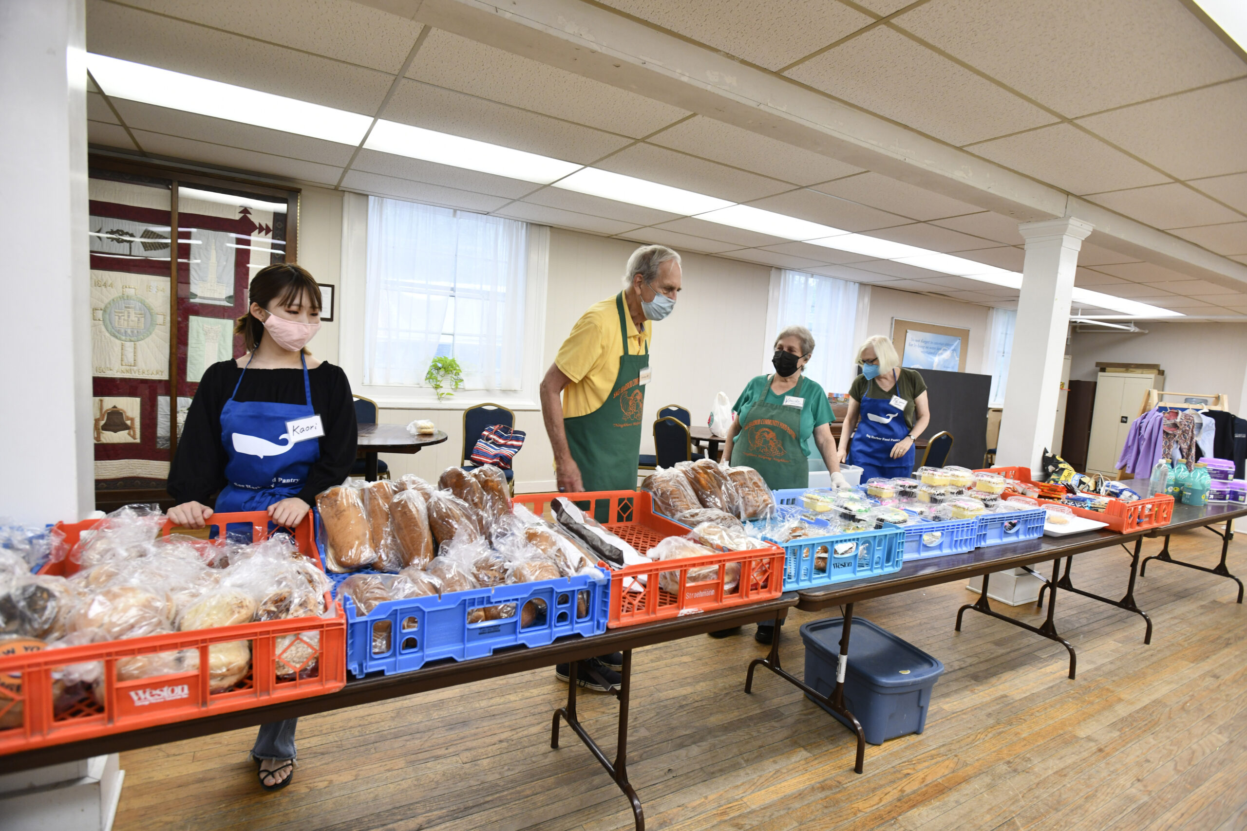 Volunteers at the Sag Harbor Community Food Pantry.  DANA SHAW