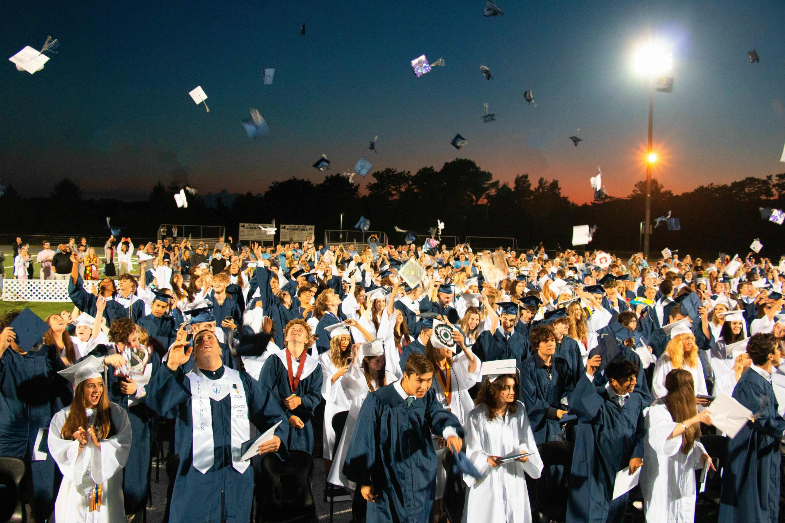 The Eastport-South Manor Junior-Senior High School Class of 2022 celebrates after the annual commencement ceremony on June 24. COURTESY EASTPORT-SOUTH MANOR SCHOOL DISTRICT