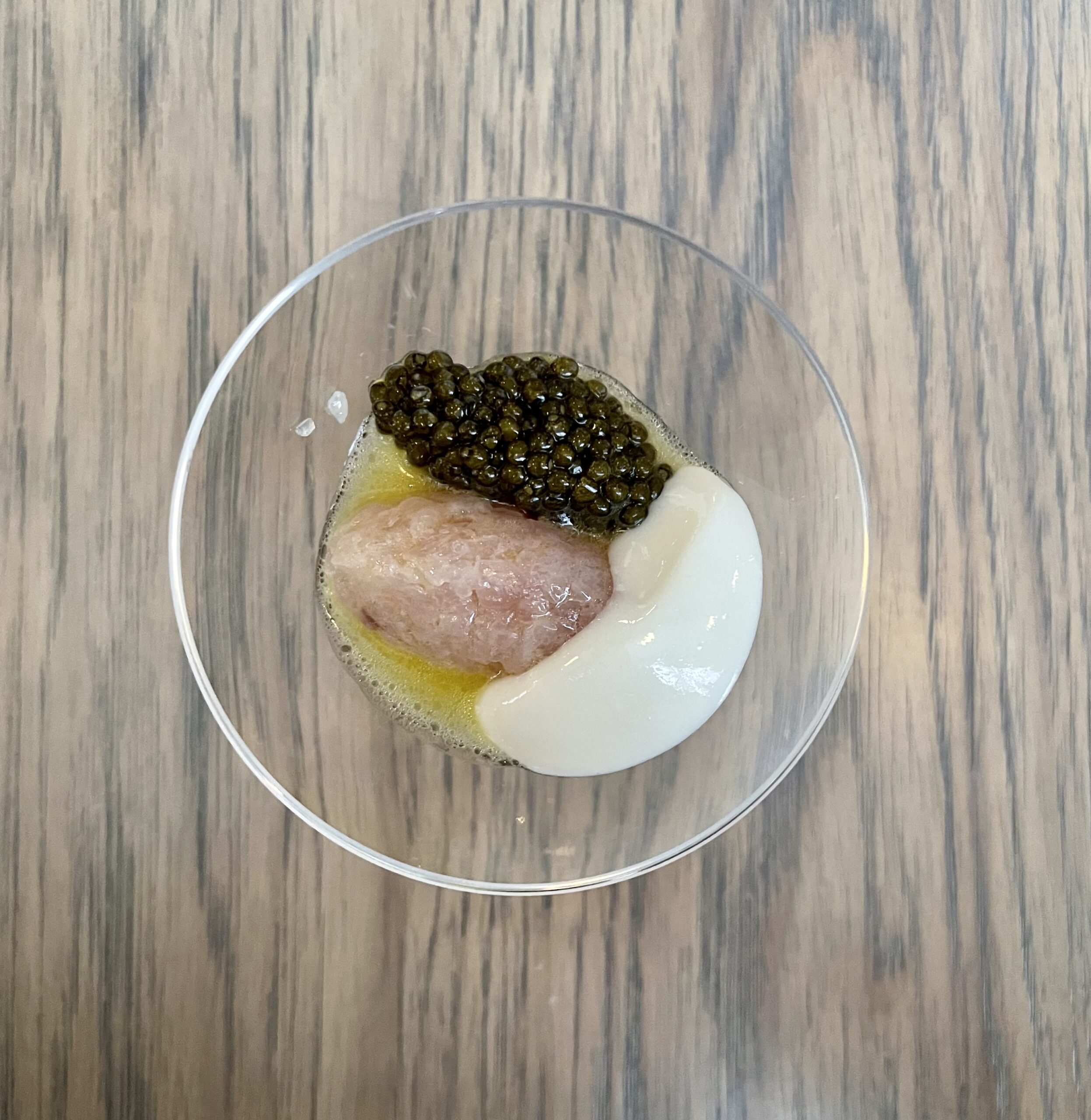 Hamachi with golden kaluga caviar and coconut from kasama.