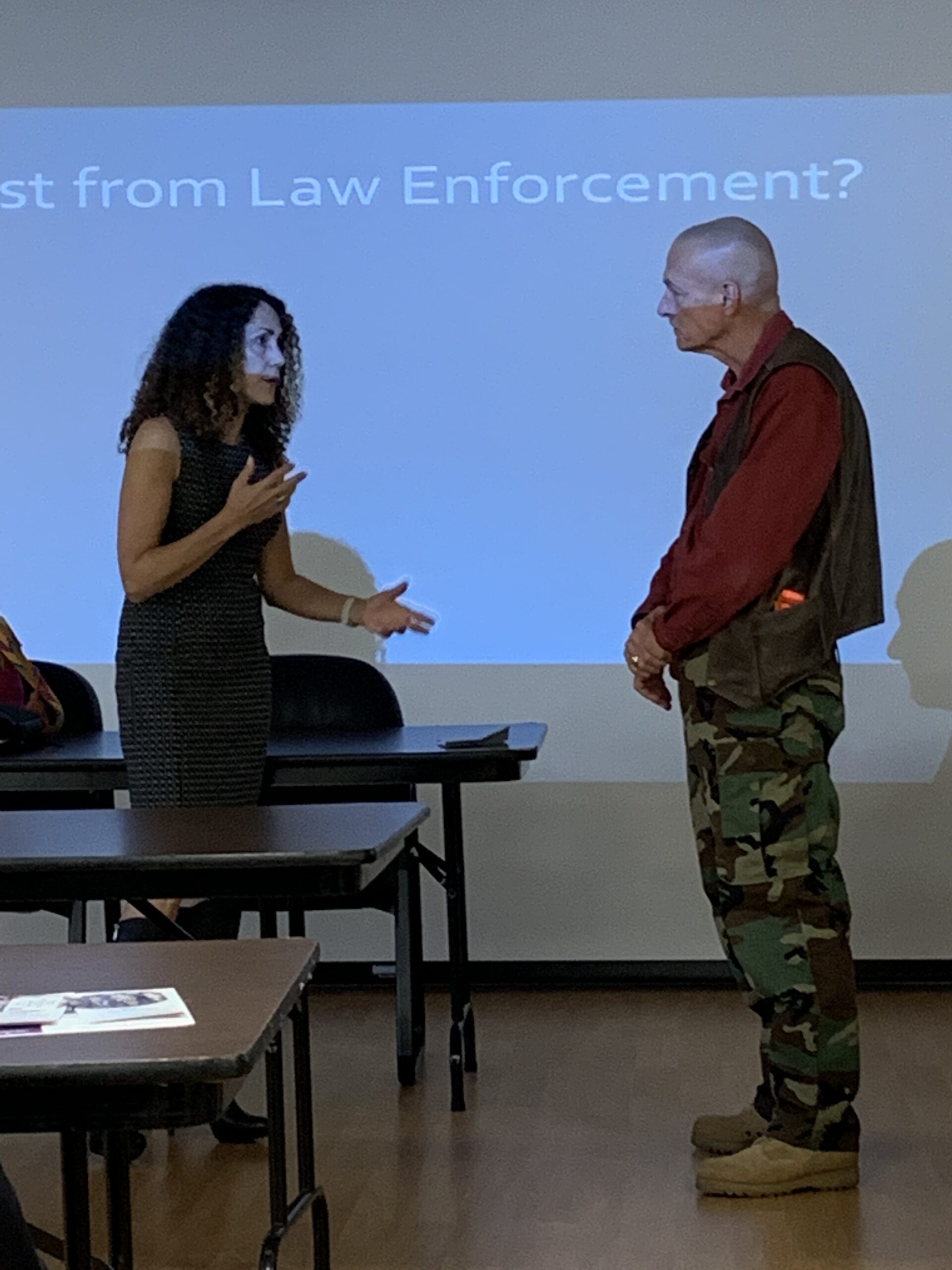 Minerva Perez, left, during an OLA Latino Diversity training and communication workshop with law enforcement. COURTESY MINERVA PEREZ