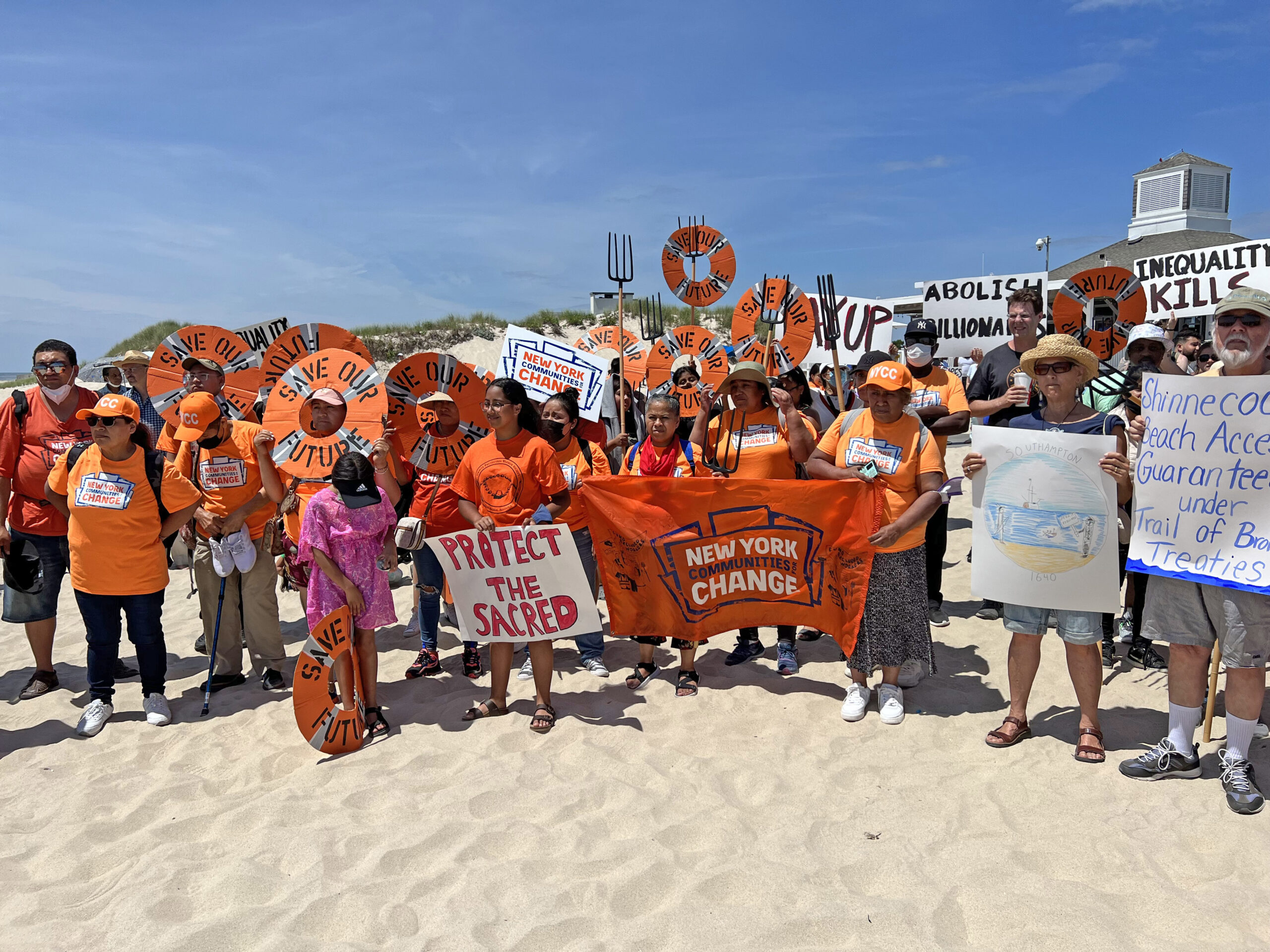 Members of the Shinnecock Nation hosted a #beachback protest at Coopers Beach last month.
