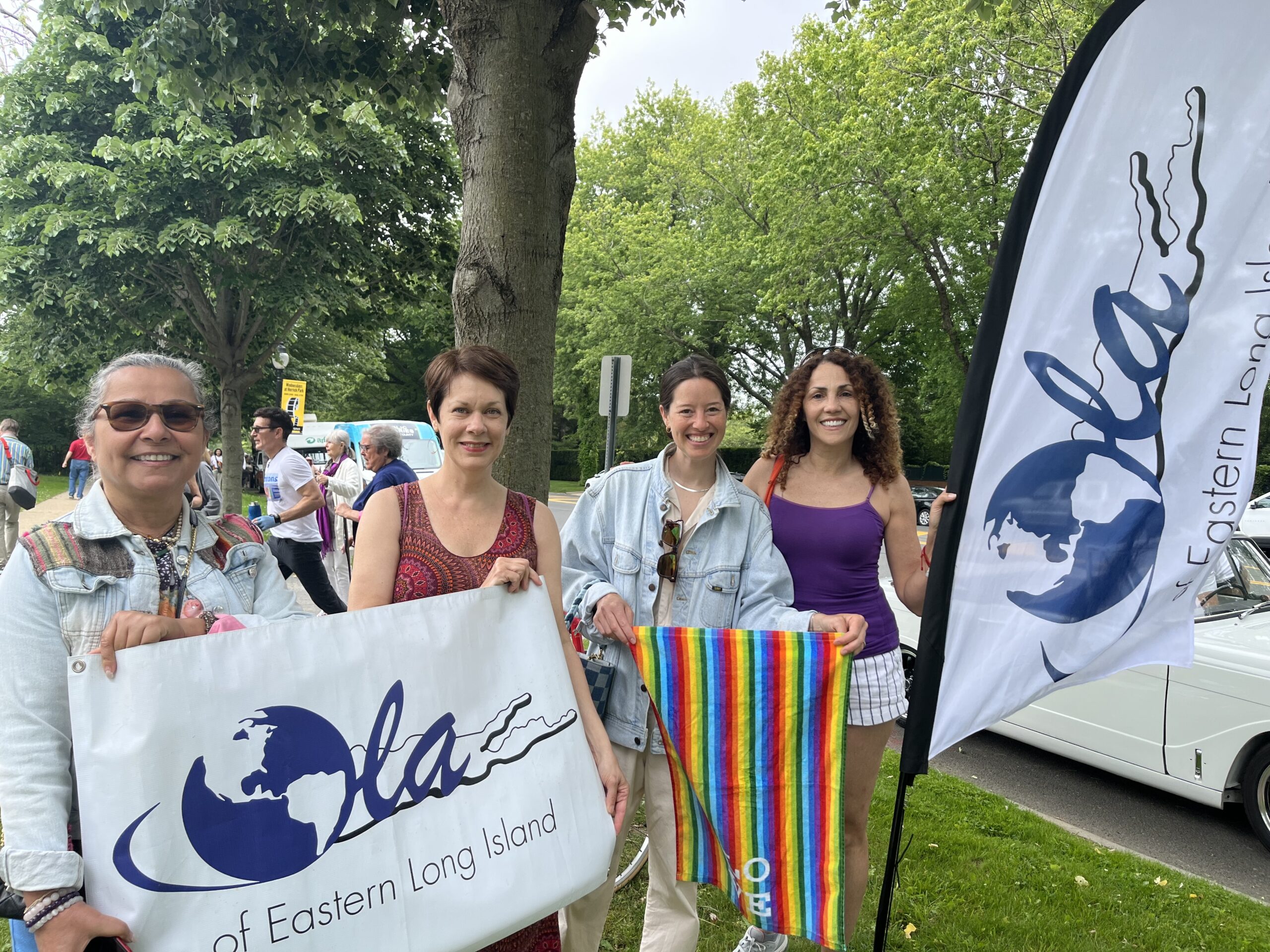 Isabel Sepulveda-de Scanlon, Sandra Dunn, Minerva Perez and Mollie Cohen represent OLA at the inaugural Hamptons Pride Parade in East Hampton. COURTESY MINERVA PEREZ