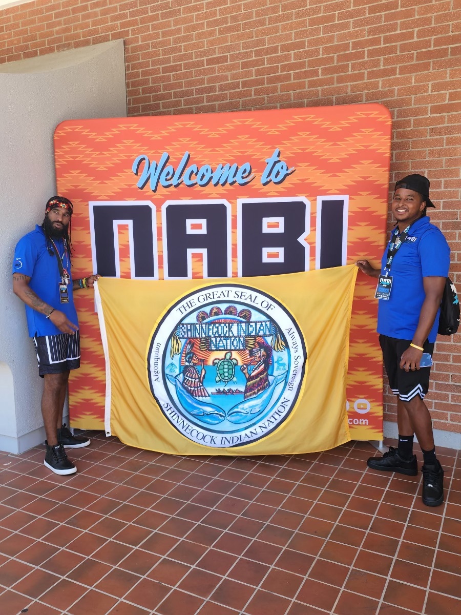 Head coach Nitauke Williams, right, and assistant coach Andrew Cuffee led a team representing the Shinnecock Nation to compete at the Native American Basketball Invitational in Arizona earlier this months.