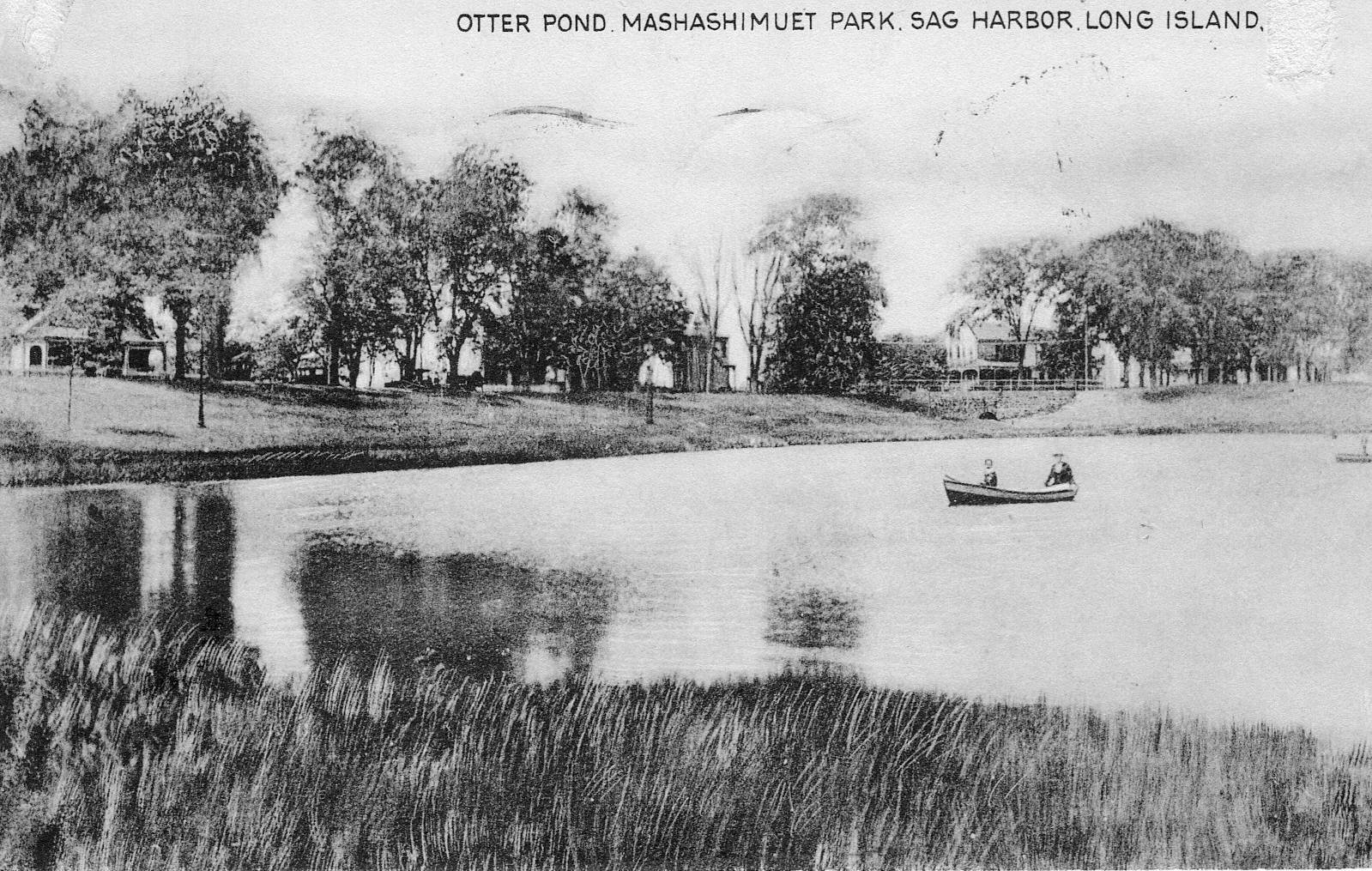 Boaters on Otter Pond appeared in a vintage postcard. COURTESY NANCY BENVENT