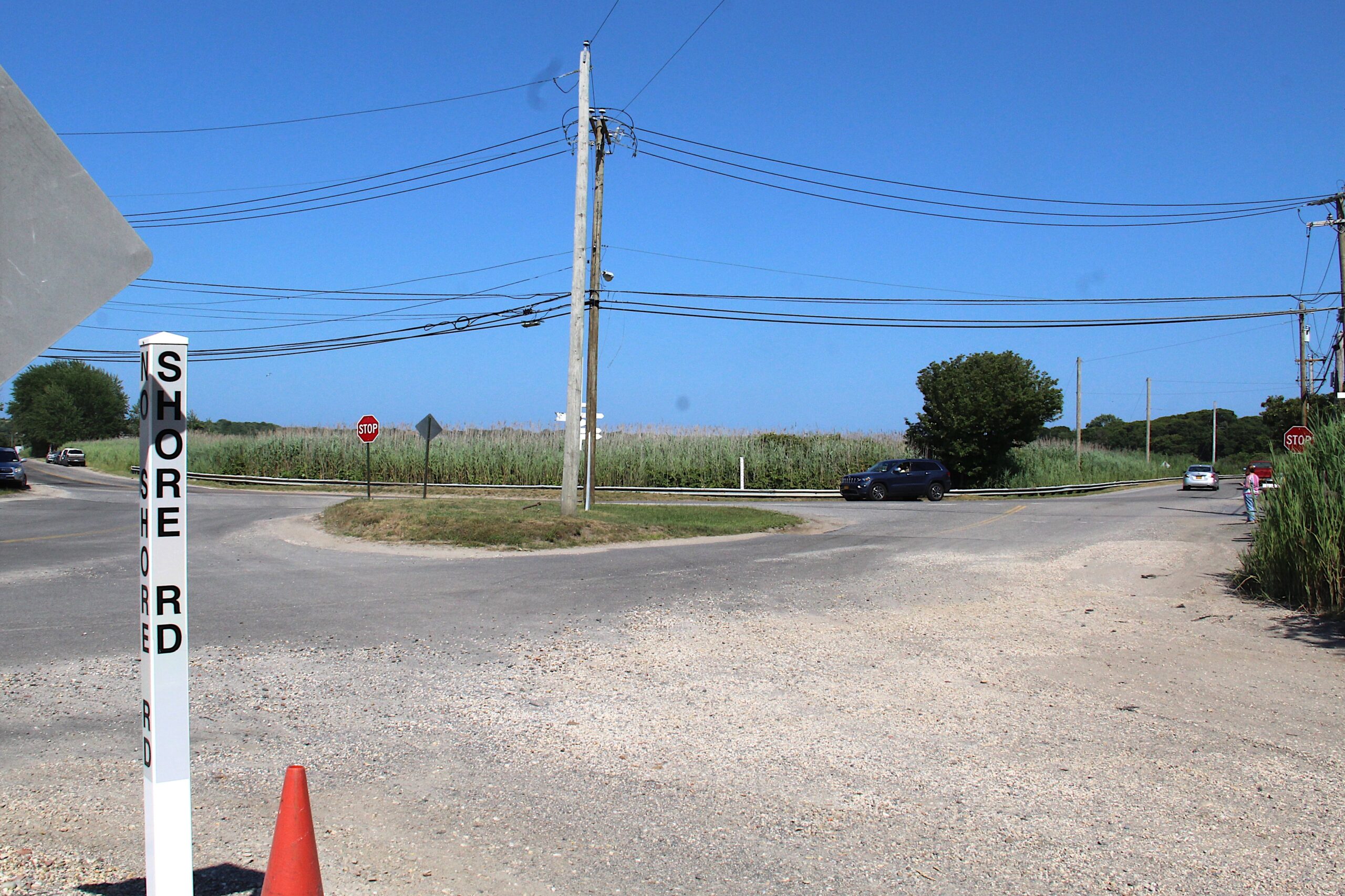 A roundabout could be part of an effort to make the five-street intersection on Industrial Road in Montauk safer and improve drainage.