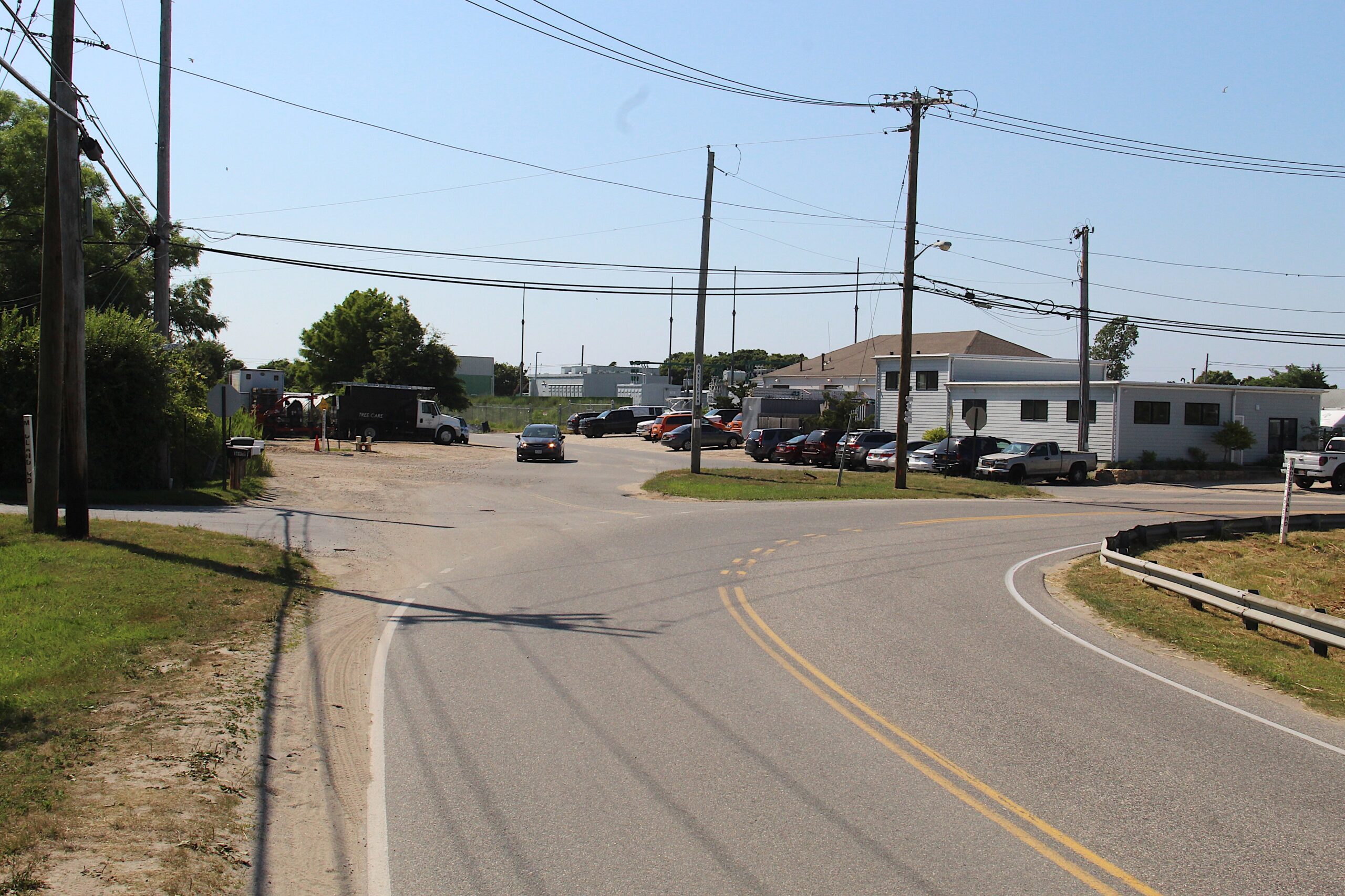 A roundabout could be part of an effort to make the five-street intersection on Industrial Road in Montauk safer and improve drainage.