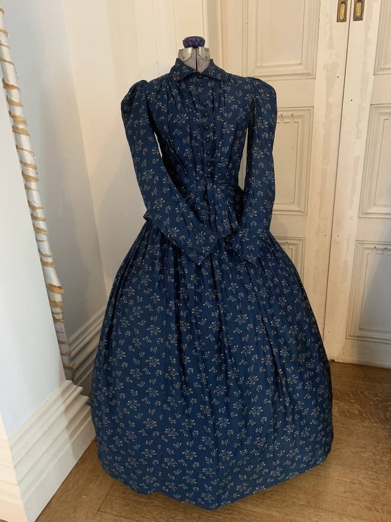 A 19th century dress on view at the Sag Harbor Whaling Museum.