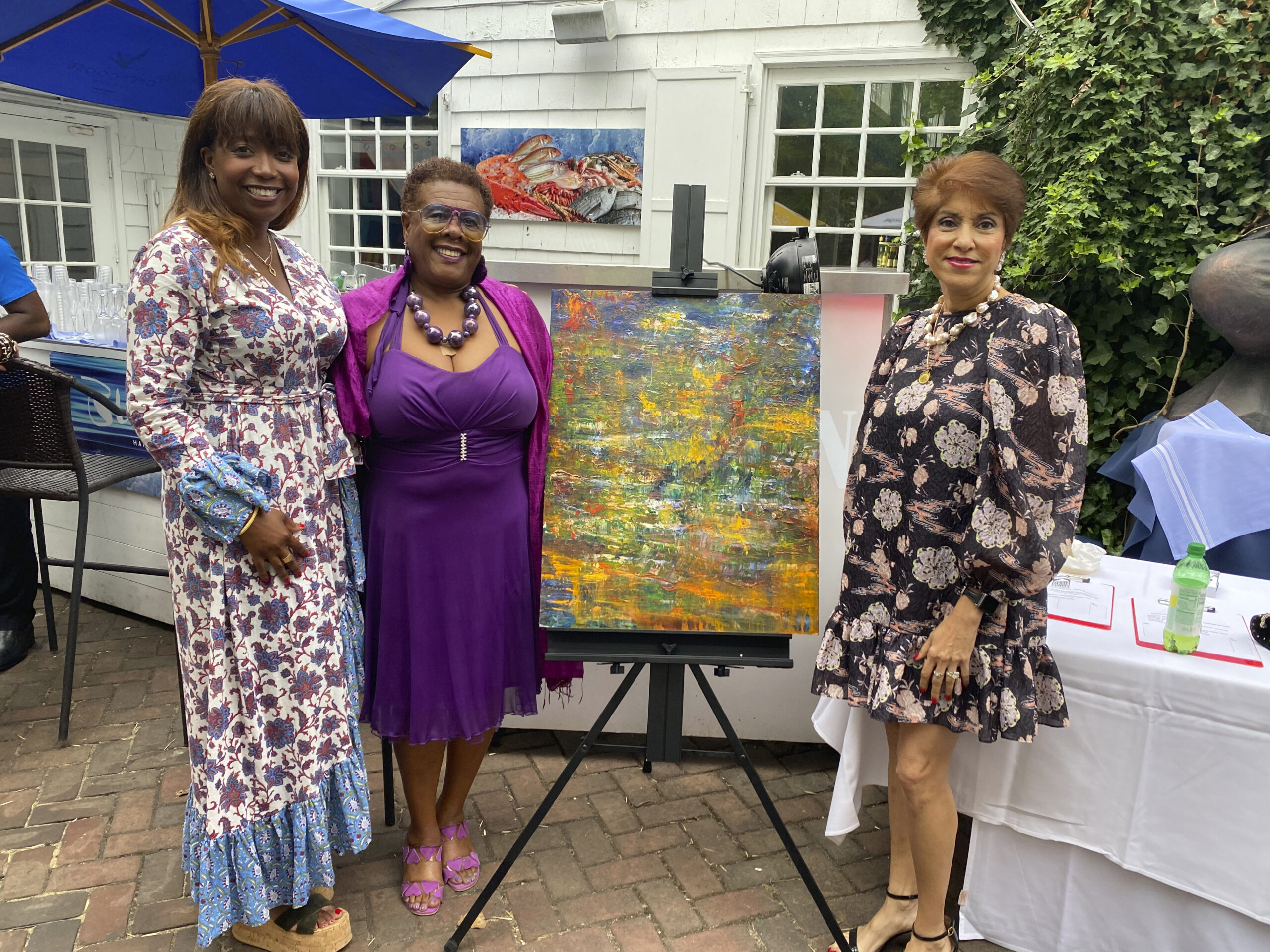 Aisha Christian, Brenda Simmons and artist Leila Pinto at the SAAM cocktail party.    GREG D'ELIA