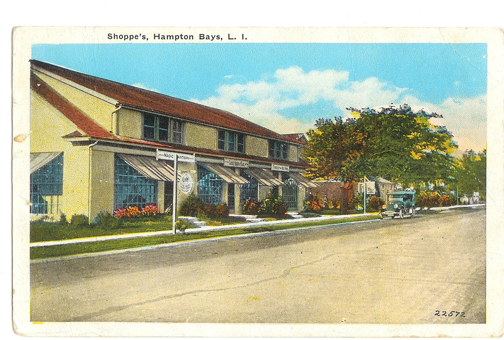 Main Street postcard. COURTESY HAMPTON BAYS HISTORICAL SOCIETY