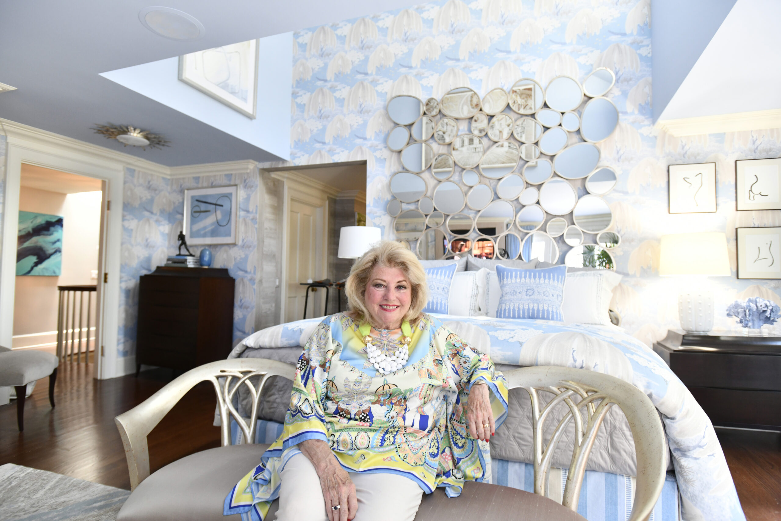 Barbara Ostrom in the bedroom she designed.  DANA SHAW