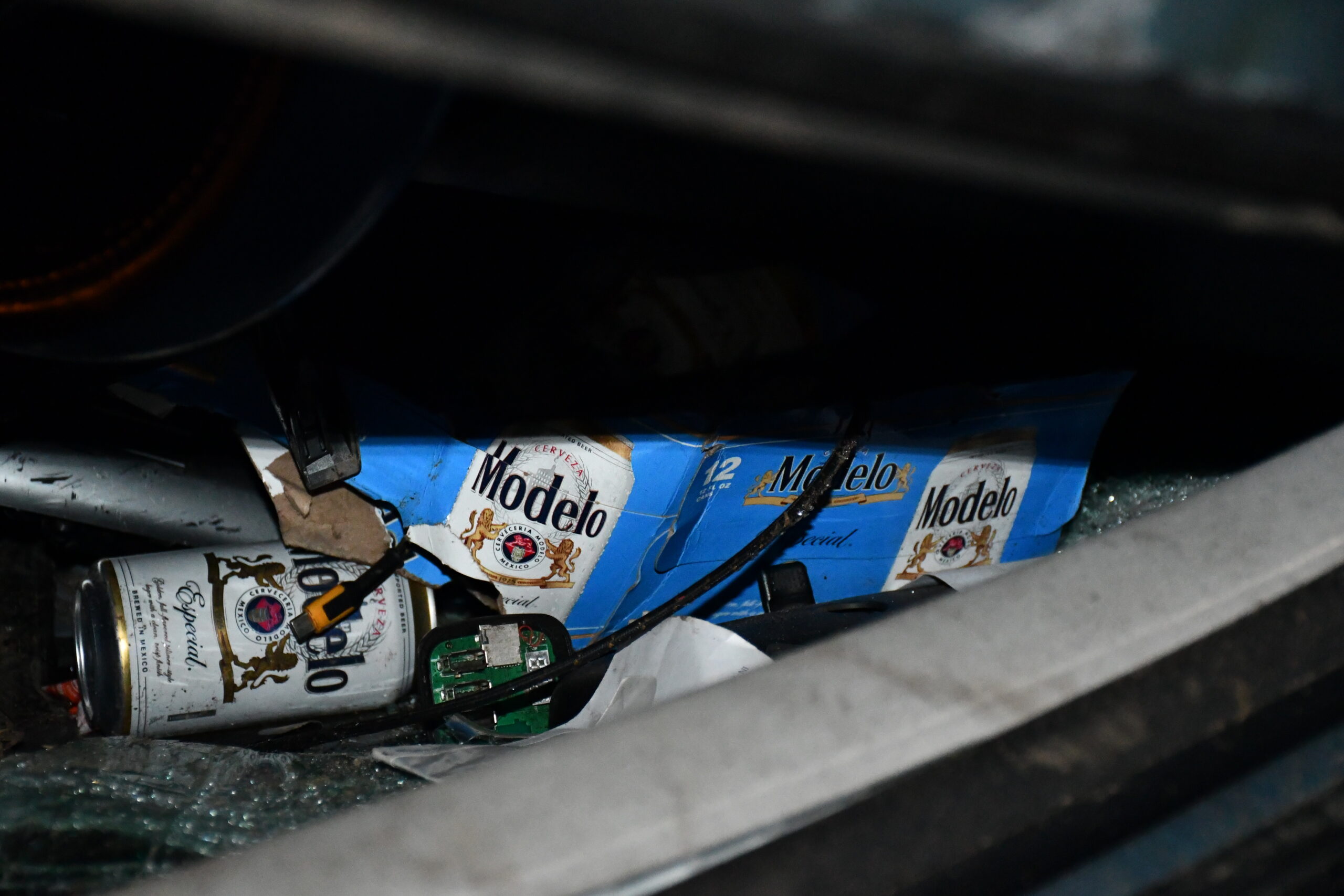 Among the debris at the crash site were numerous beer cans.