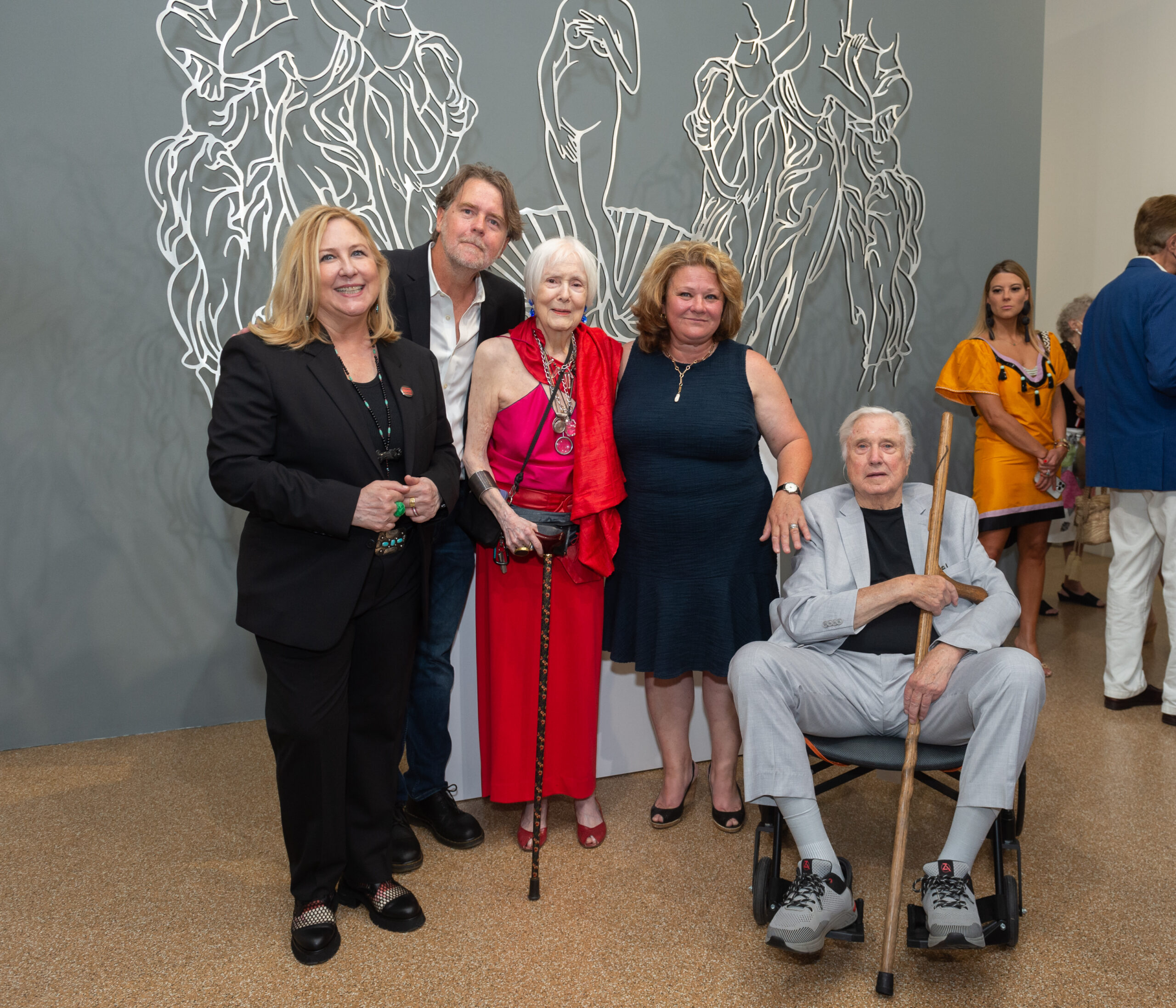 Artist Deborah Buck, SAC's executive director Tom Dunn, artist Strong-Cuevas, curator Christina Mossaides Strassfield and artist Hal Buckner at the opening of 