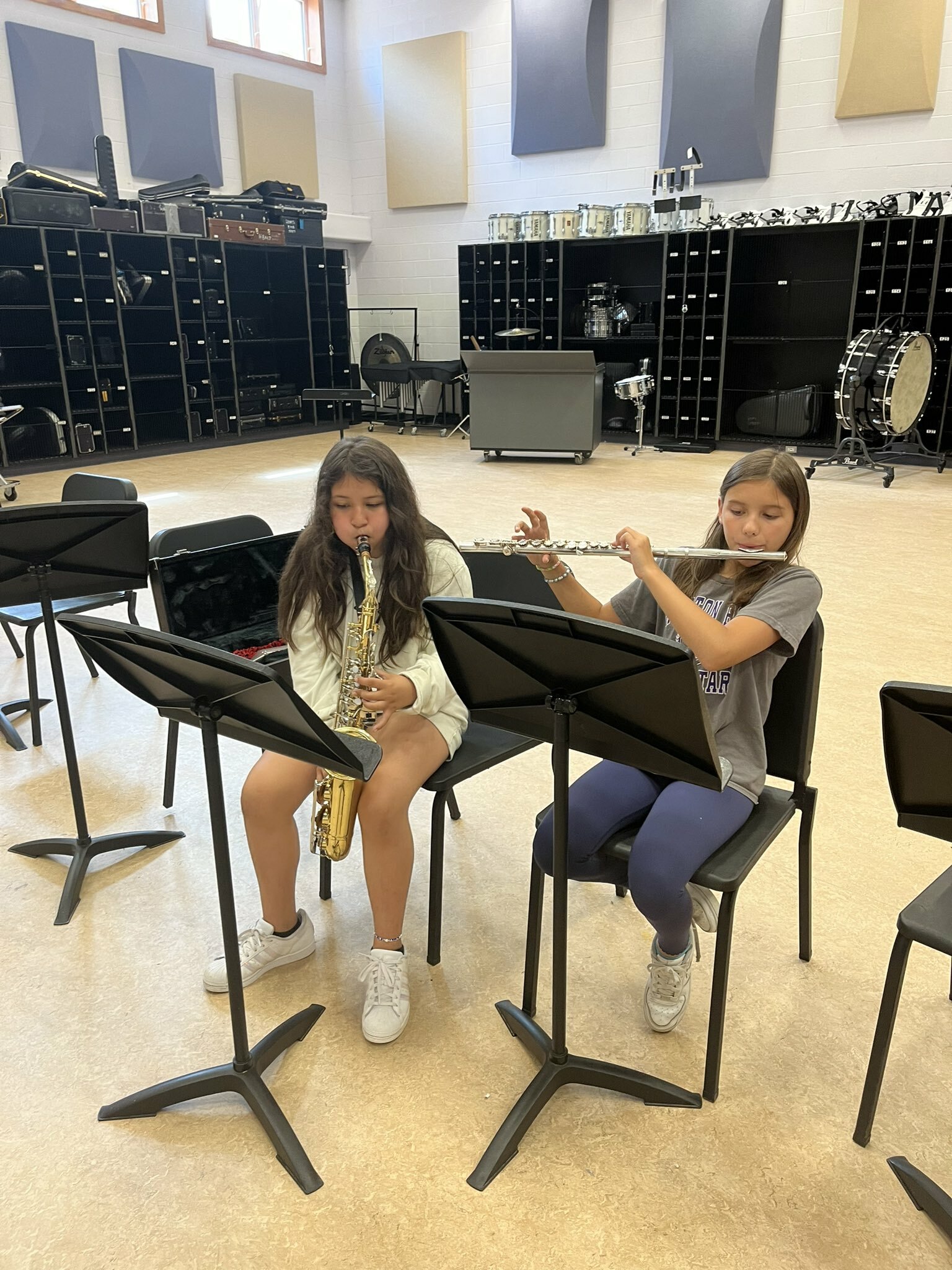 Samantha Alvarado and Olivia Aldrich were among the students who participated in the  Hampton Bays Middle School's Summer Instrumental Music Program in July, which was open to all fifth and sixth graders. The program, available every summer for all beginner band students. 
COURTESY HAMPTON BAYS SCHOOL DISTRICT