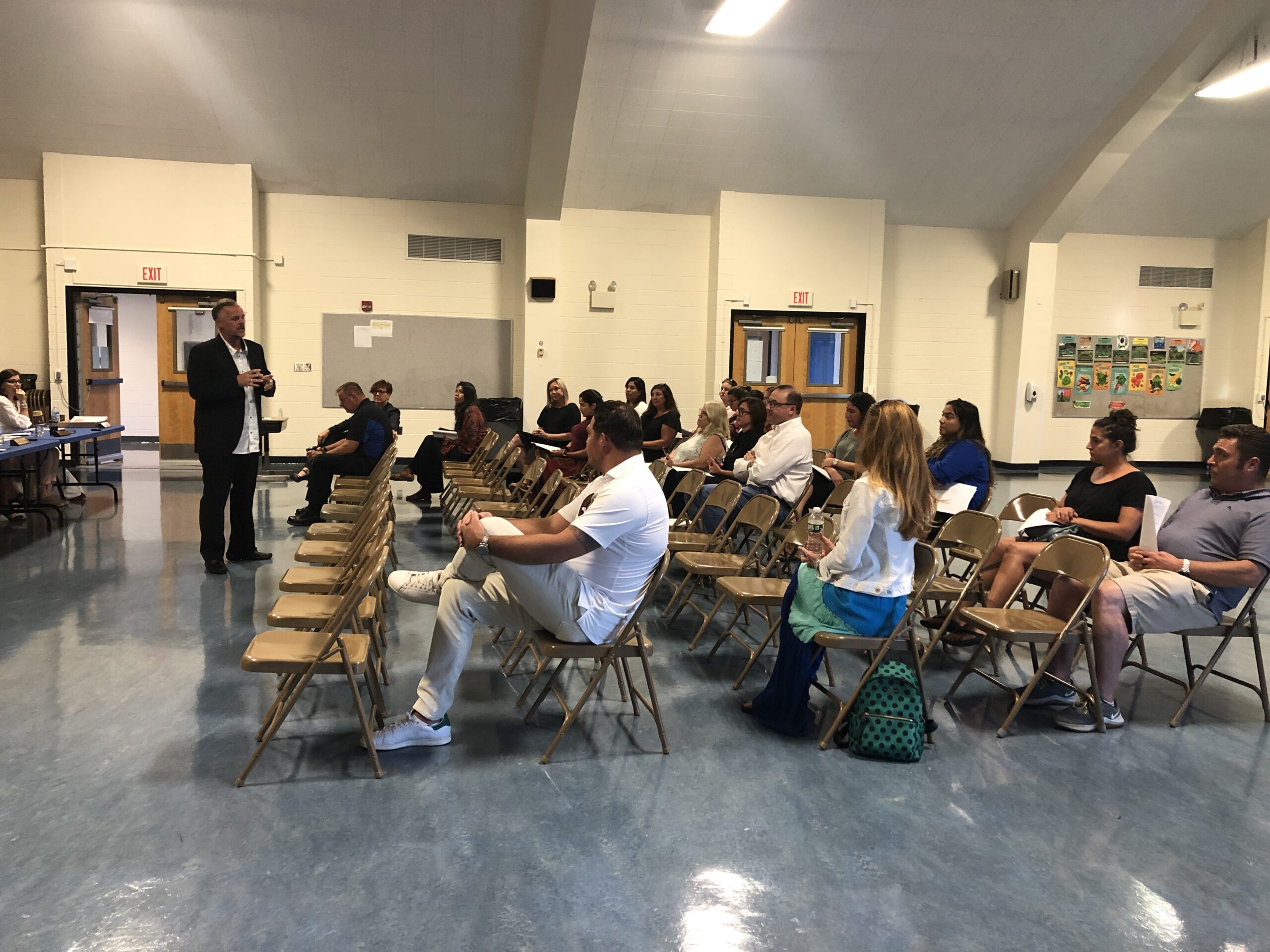 There was a larger than usual turnout for a Tuckahoe School Board meeting on Monday night, where the board made the decision to hire retired Southampton Town Police Officer Eric Plum as an armed security guard for the district. CAILIN RILEY