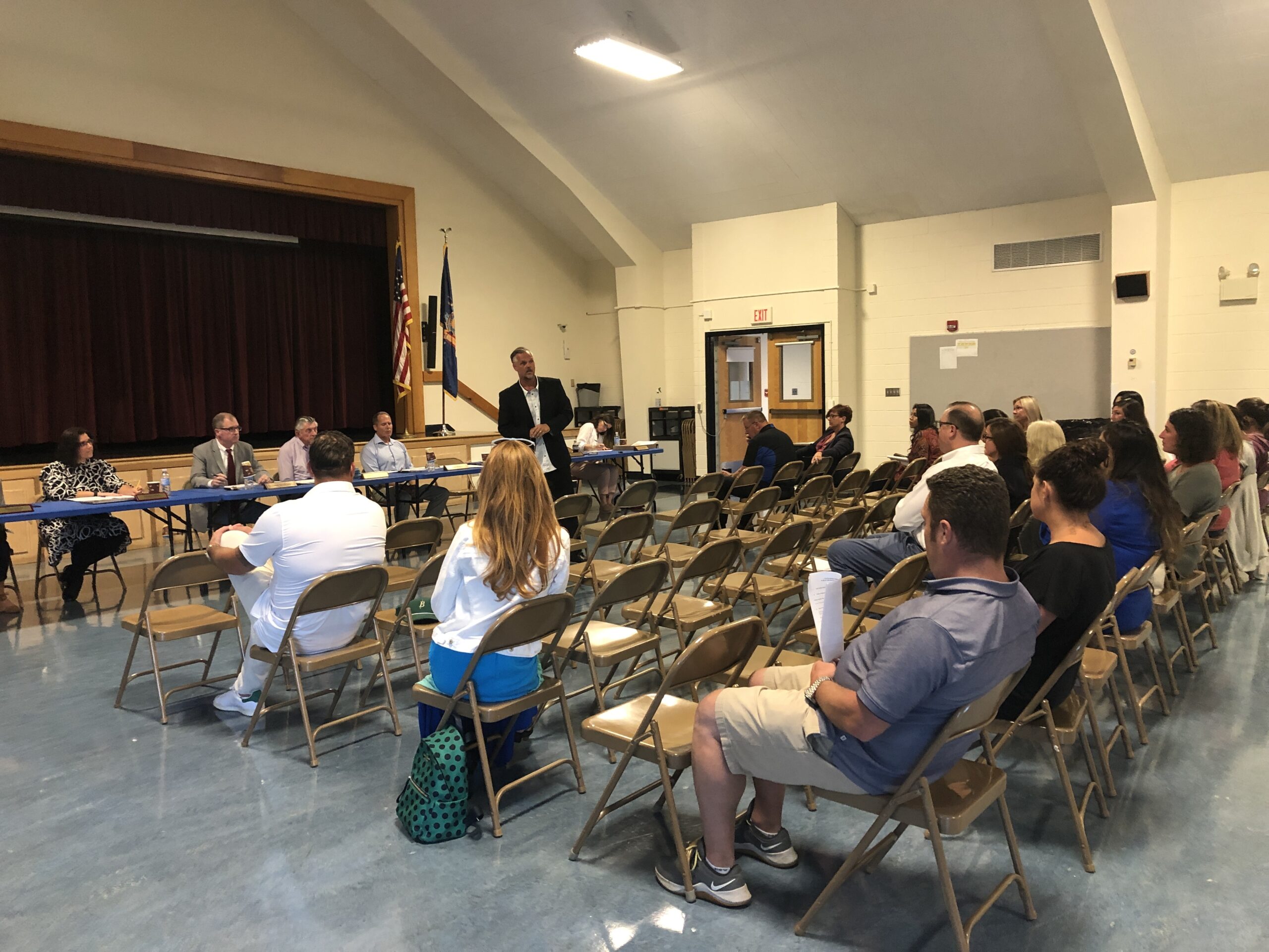 There was a larger than usual turnout for a Tuckahoe School Board meeting on Monday night, where the board made the decision to hire retired Southampton Town Police Officer Eric Plum as an armed security guard for the district. CAILIN RILEY