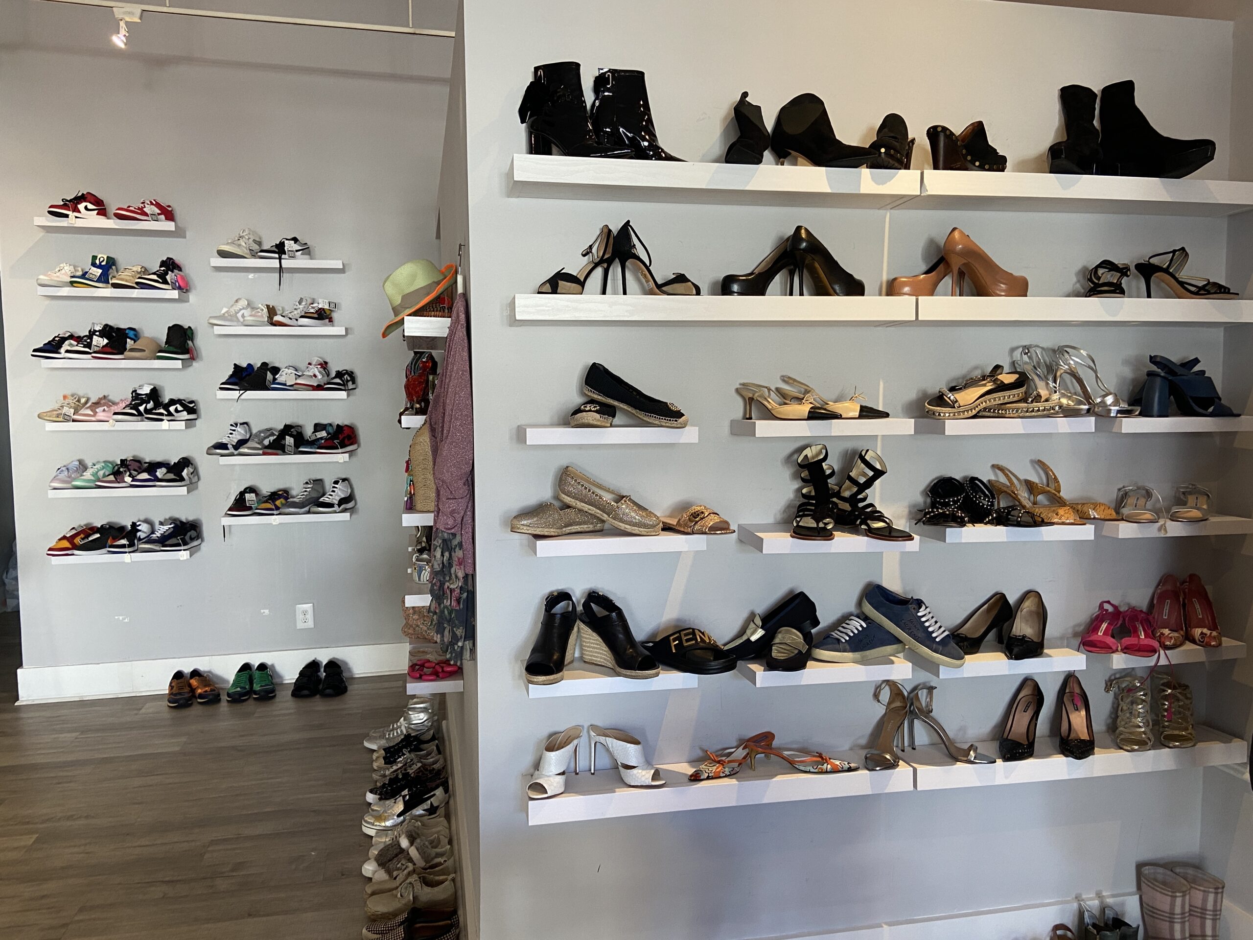 The stunning second hand shoes at Ari's Closet in Southampton. JULIA HEMING.