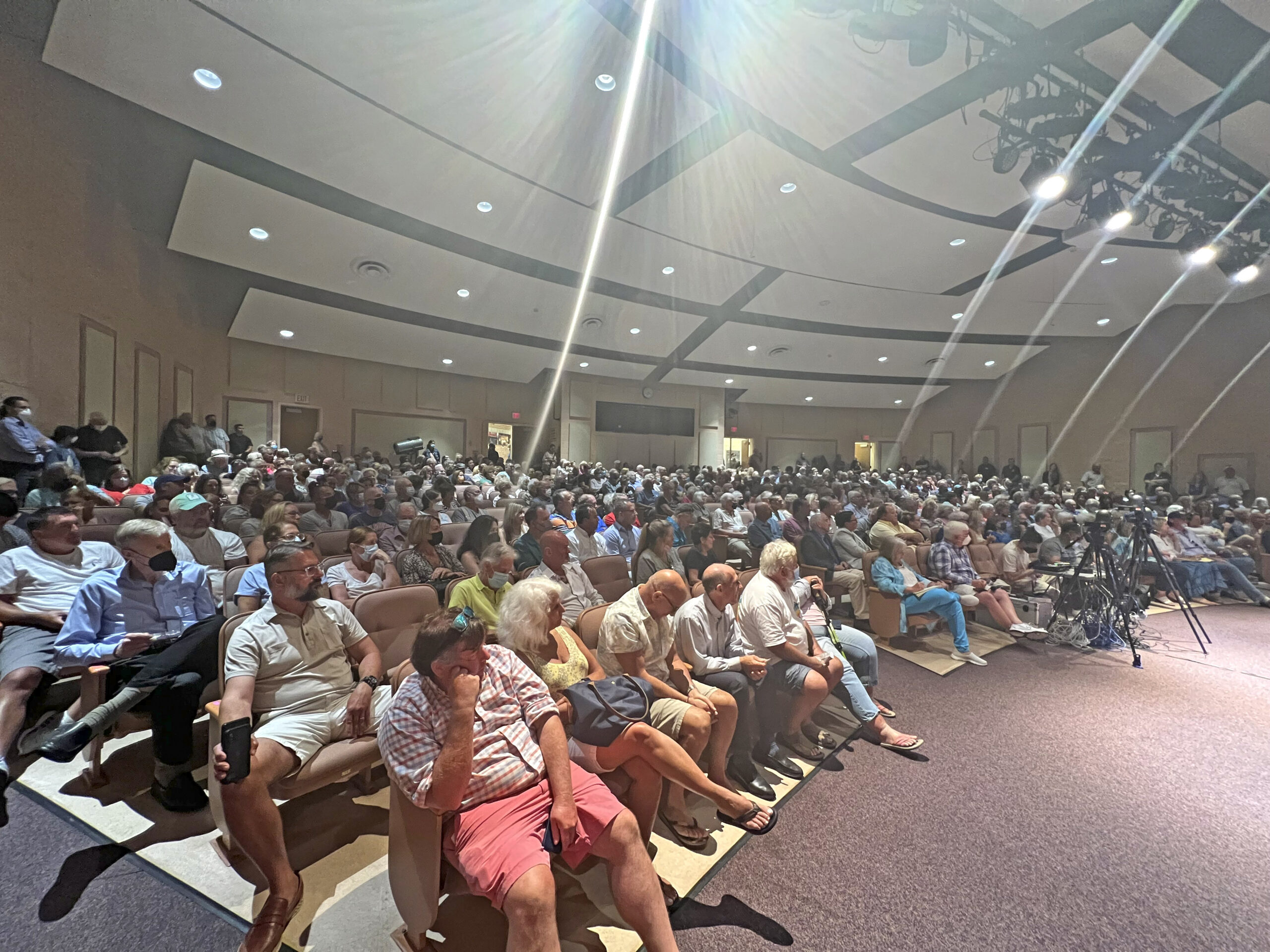 The Hampton Bays High School auditorium was at full capacity for Monday night's Hampton Bays Civic Association meeting.    DANA SHAW