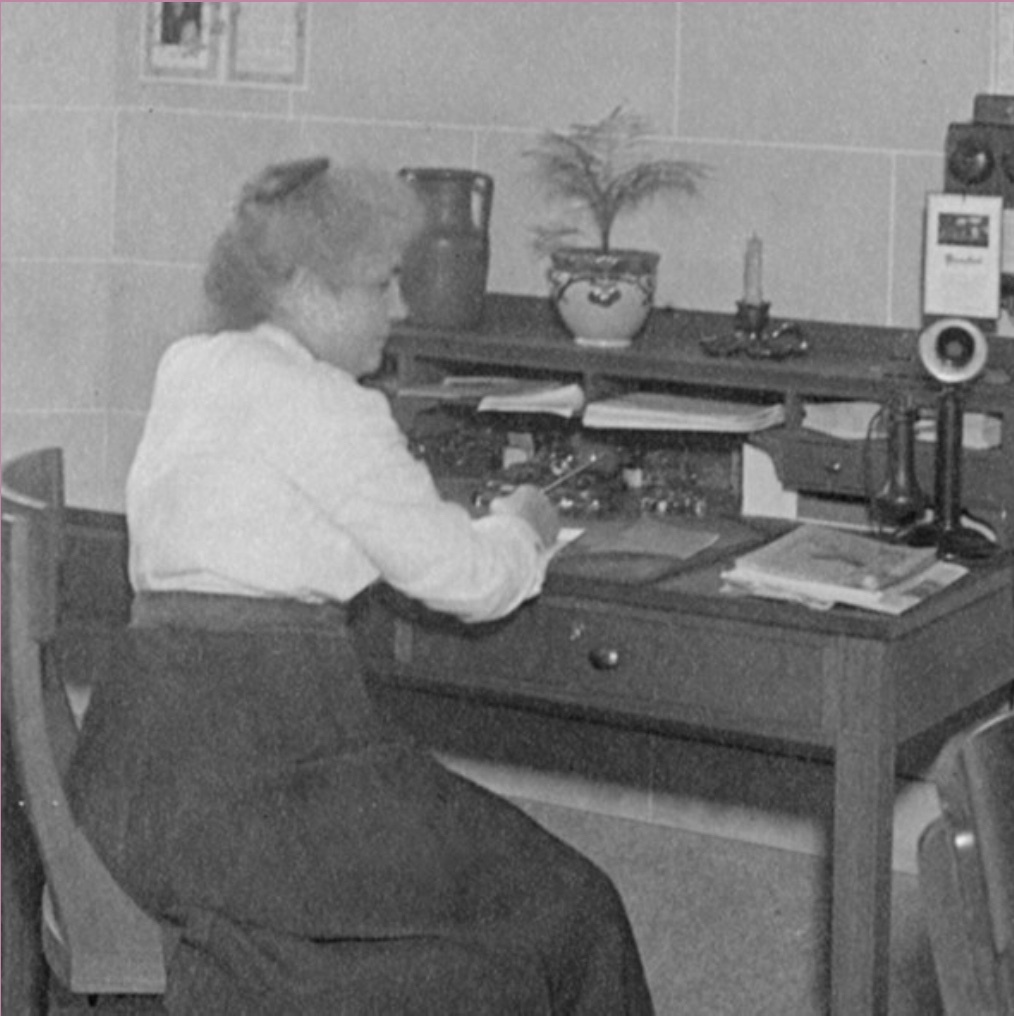 Olive Pratt, John Jermain Memorial Library's first librarian.