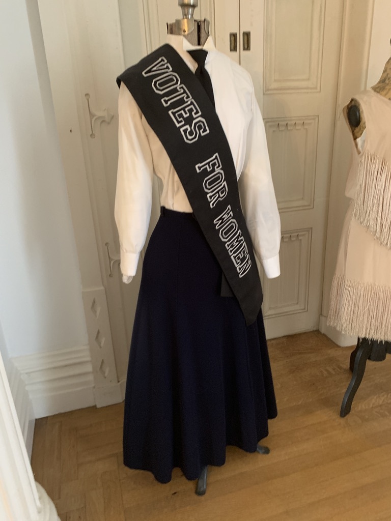 A Suffragette dress on view at the Sag Harbor Whaling Museum.