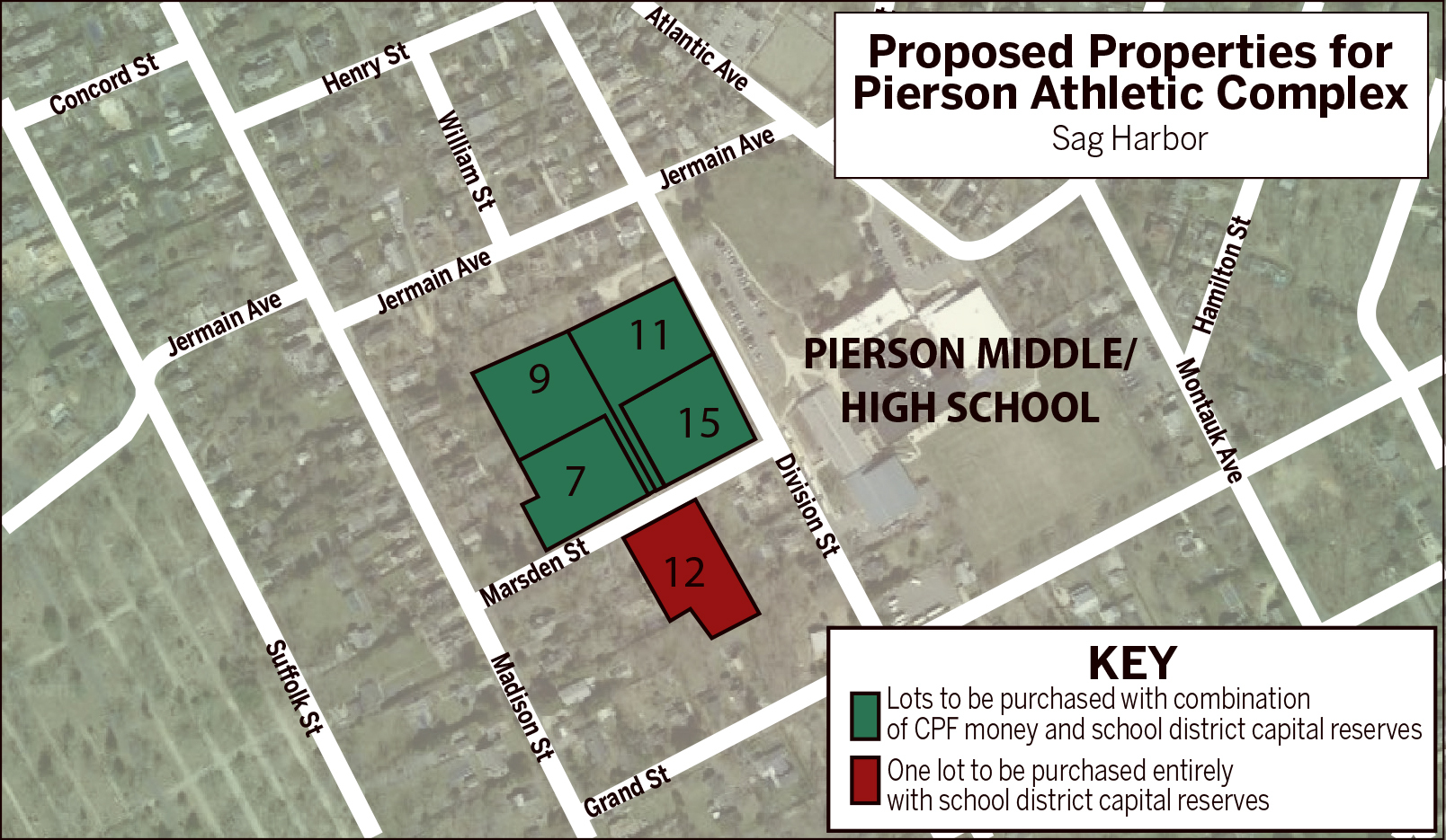Proposed properties for Pierson athletic complex.