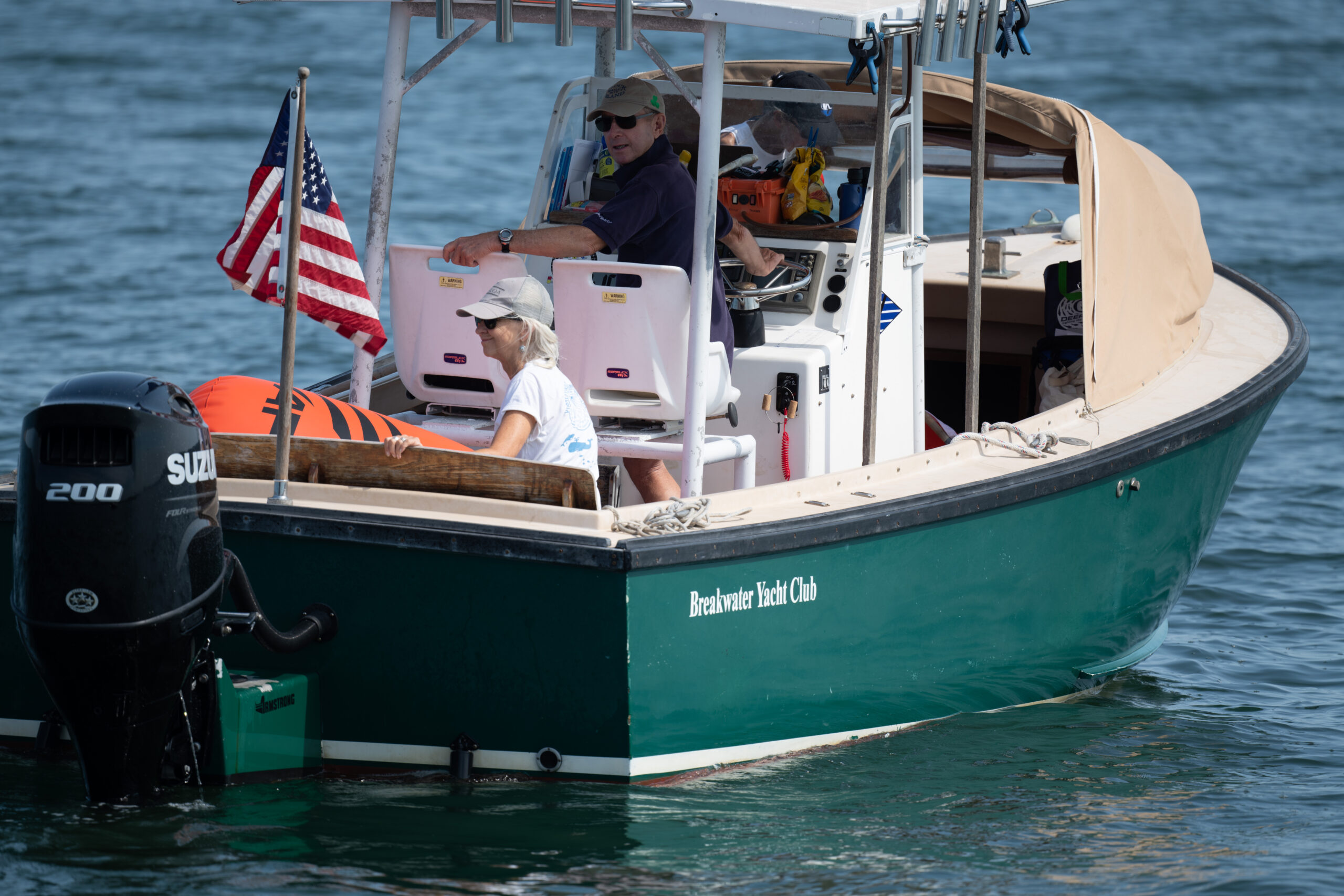 The Breakwater Yacht Club race committee boat.       GARY SENFT/EASTENDMARINEPHOTOGRAPHY.COM