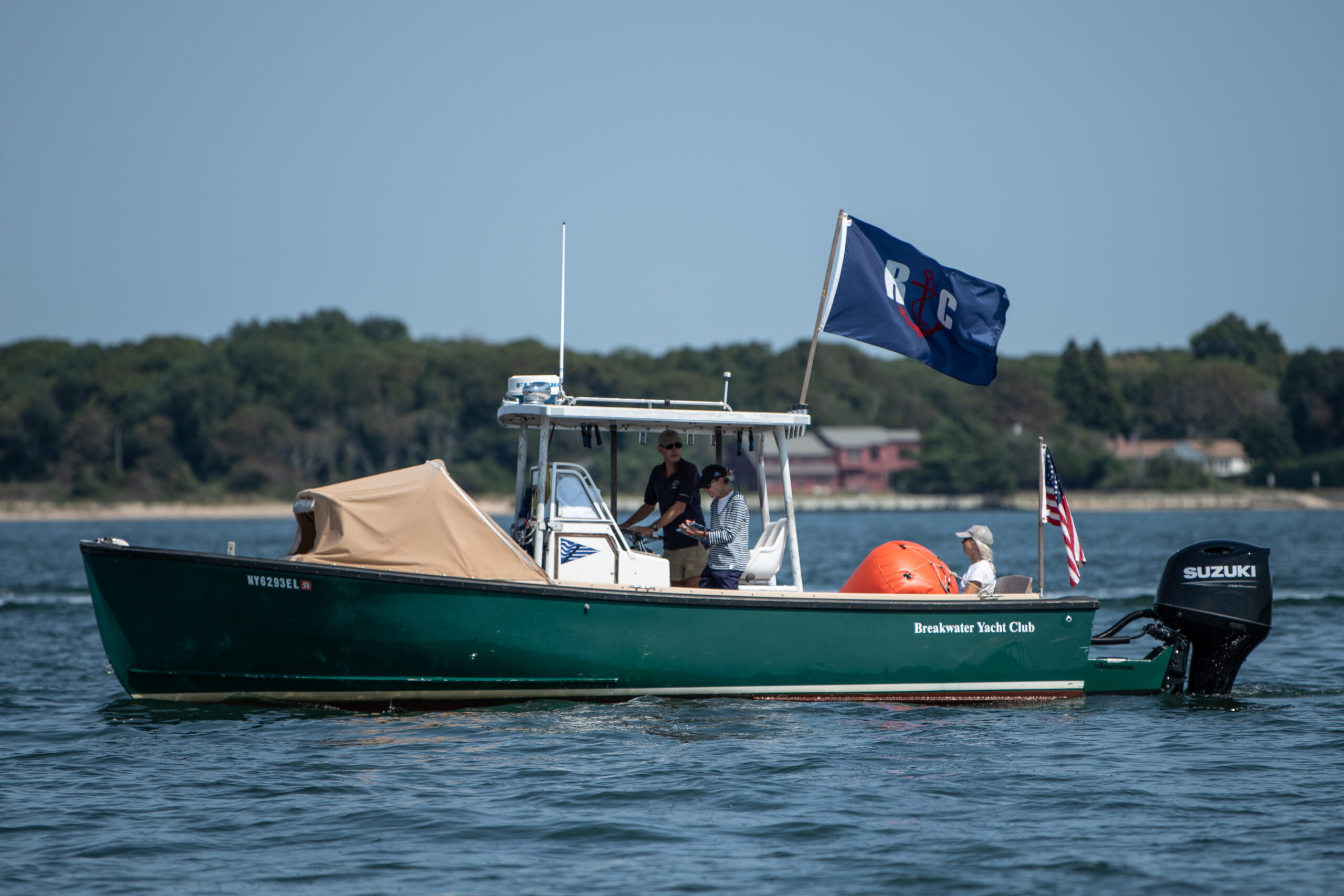 The Breakwater Yacht Club race committee boat.     GARY SENFT/EASTENDMARINEPHOTOGRAPHY.COM