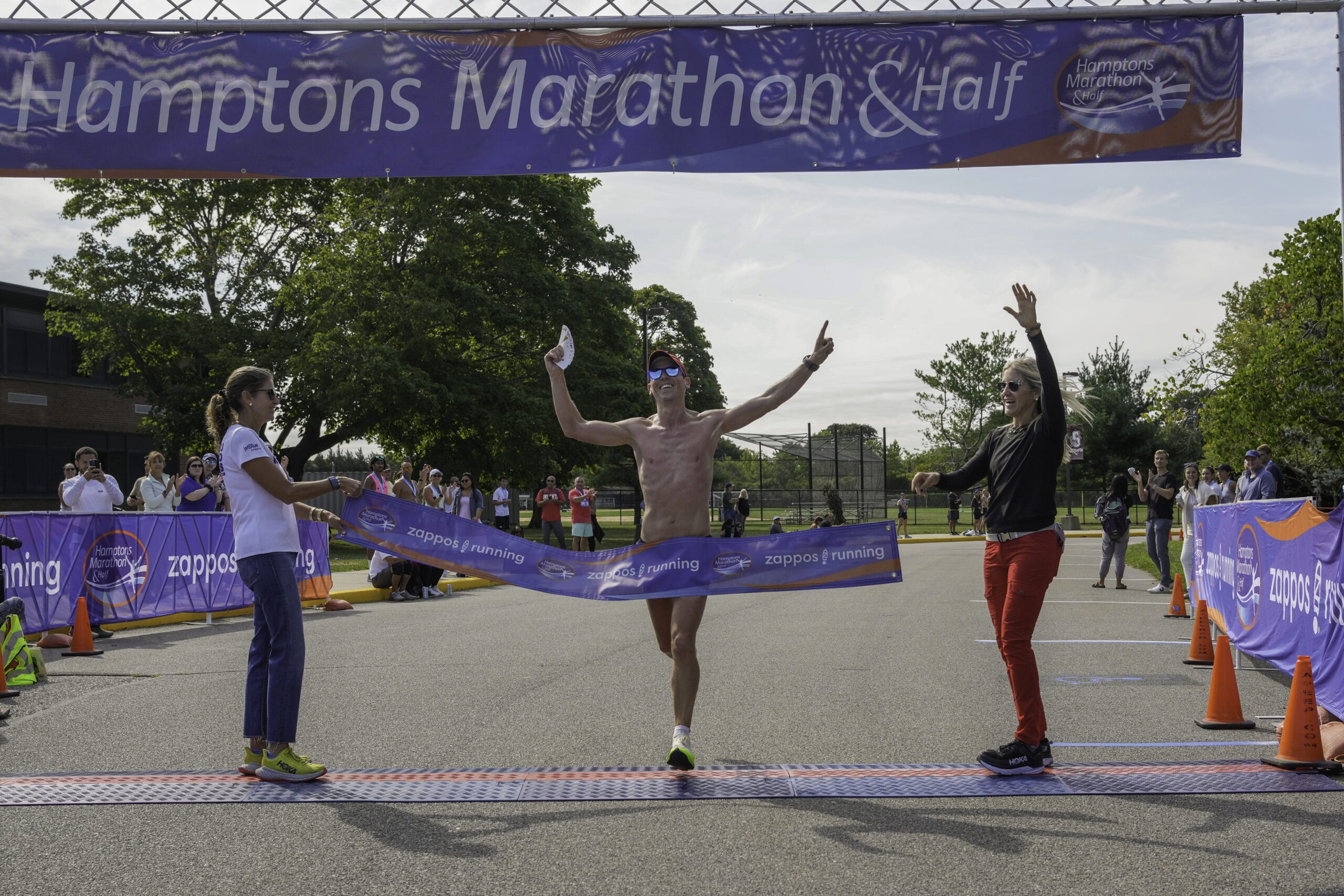 Oz Pearlman, 40, of Brooklyn and Southampton, won Saturday's Hamptons Marathon.    RON ESPOSITO