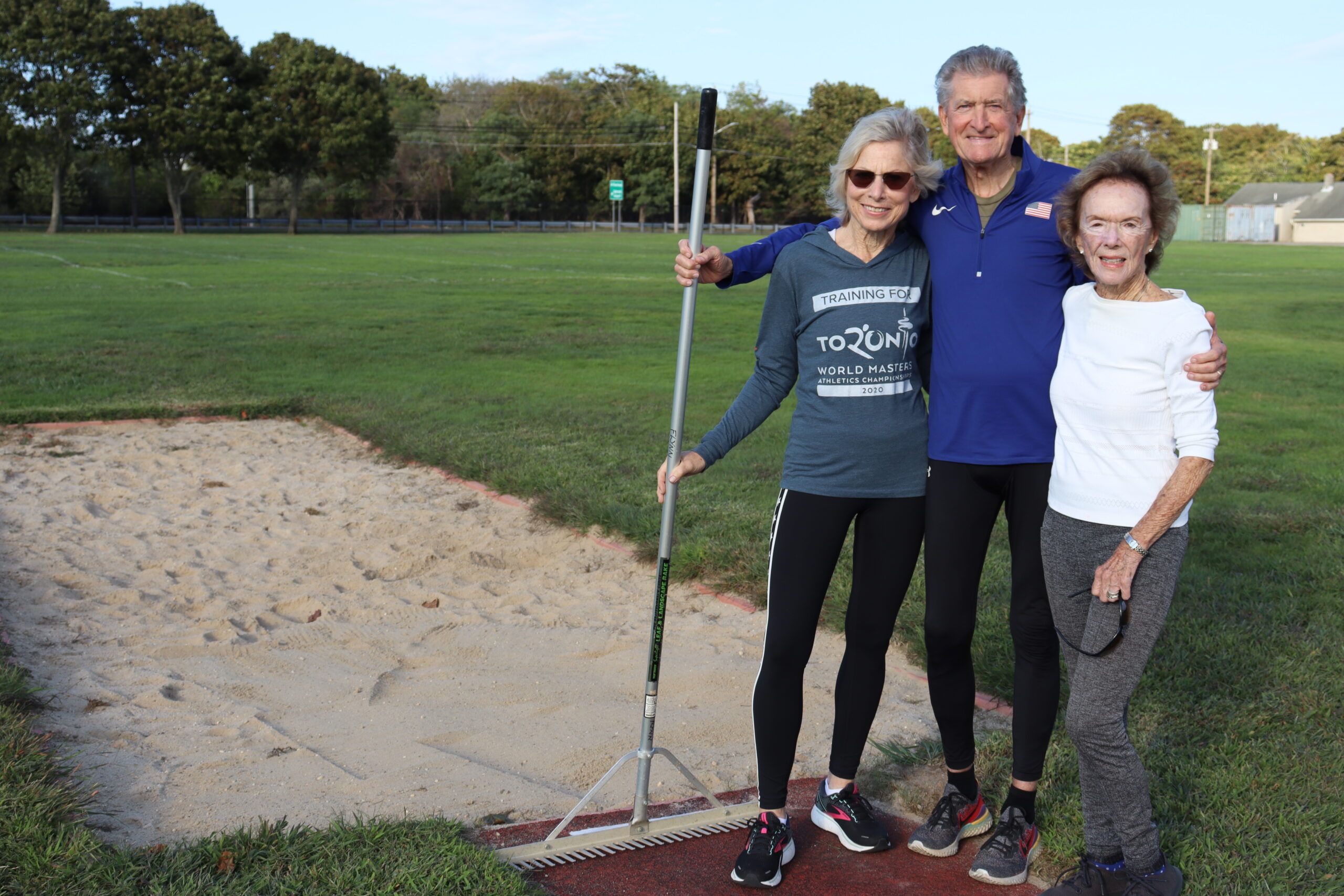 From left, Joy Flynn, Dan Flynn and Hala Lawrence. The Quogue residents will compete at the Senior National Games in Pittsburgh in track and field in July. CAILIN RILEY