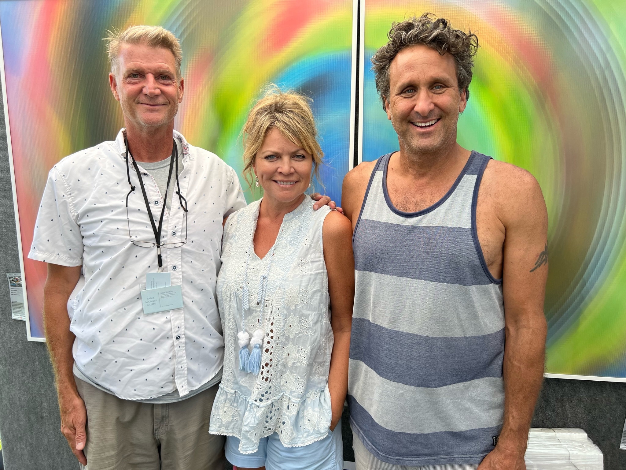 Artists Angus Macaulay, Joni Sarah White and Bruce Reinfeld at the Arts and Crafts Fair held during HarborFest weekend in Sag Harbor. ADAM FLAX