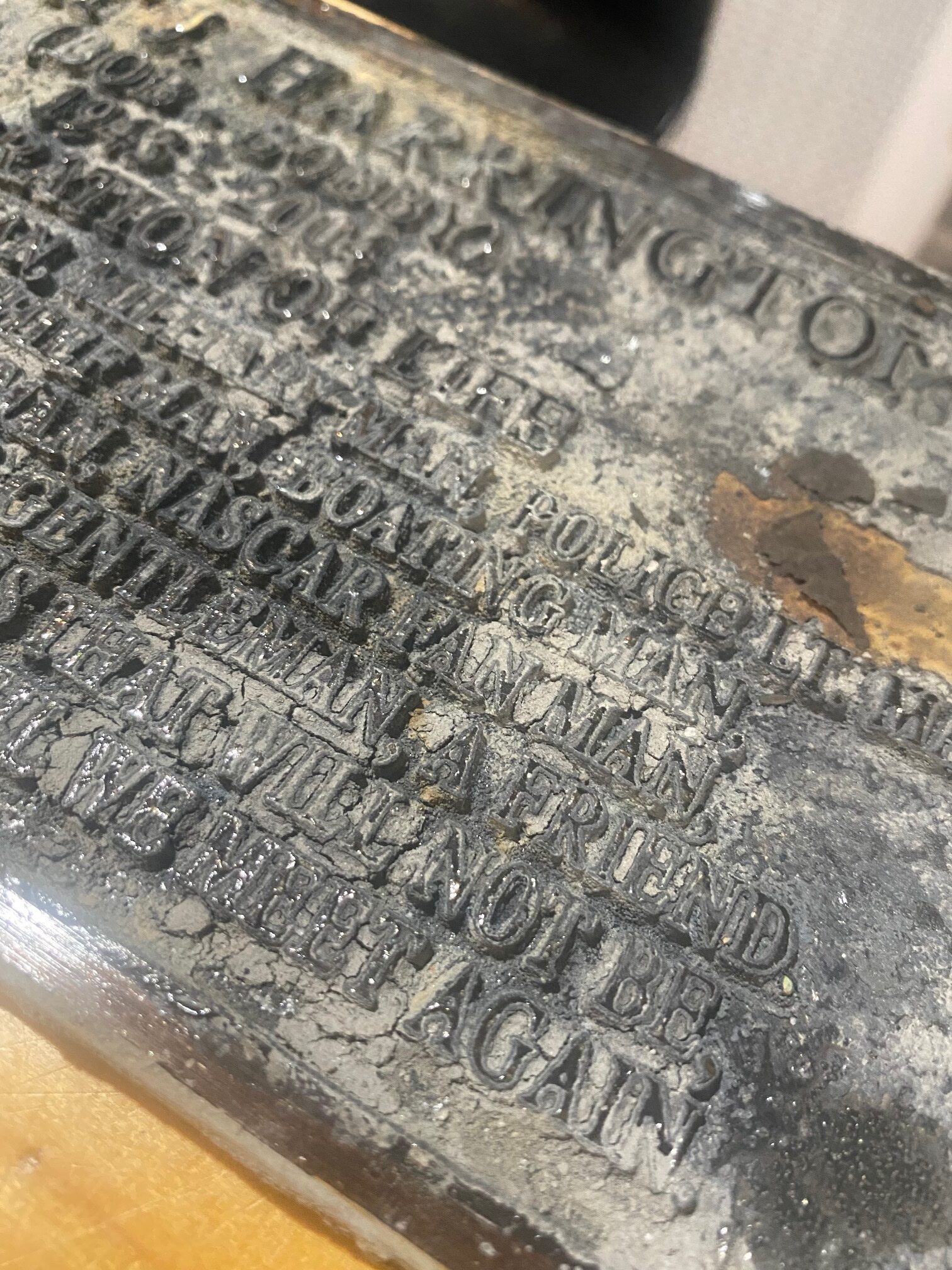 Sag Harbor resident Debra Huneken and her niece, Kristin Brandl, dug up this plaque while they were clamming in the Bay Point neighborhood of Sag Harbor last month. Thanks to social media, they were able to give the plaque back to Steve Harrington, the son of Bob Harrington, who the plaque honors.