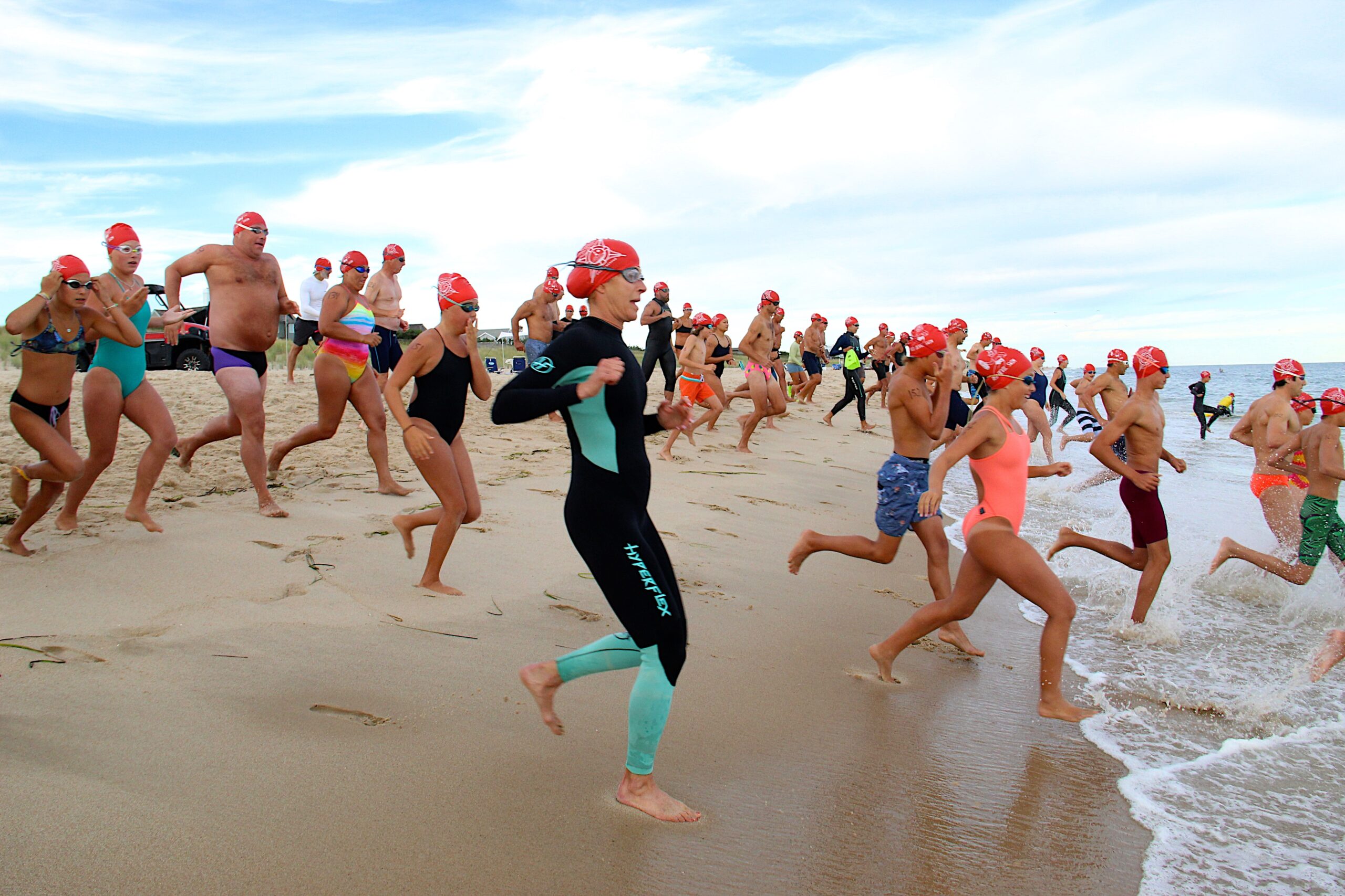 East Hampton Town Volunteer Ocean Rescue held its annual Red Devil Swim this past Saturday at Atlantic Avenue Beach.    KYRIL BROMLEY