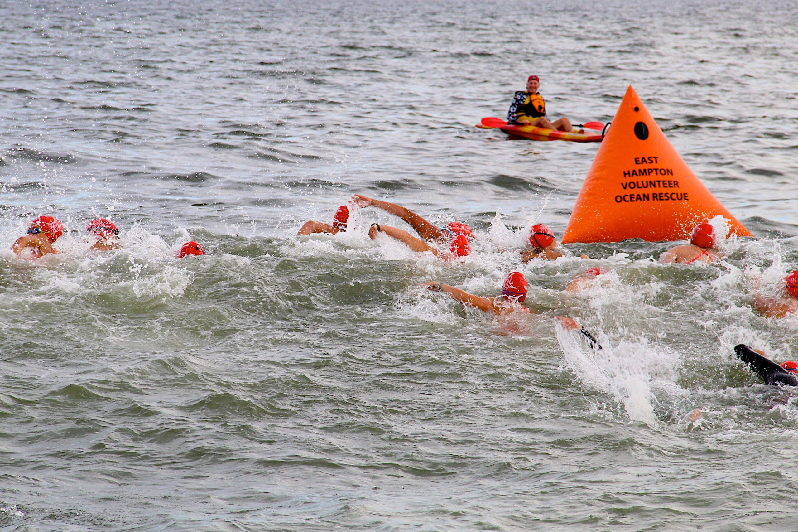 East Hampton Town Volunteer Ocean Rescue held its annual Red Devil Swim this past Saturday at Atlantic Avenue Beach.    KYRIL BROMLEY