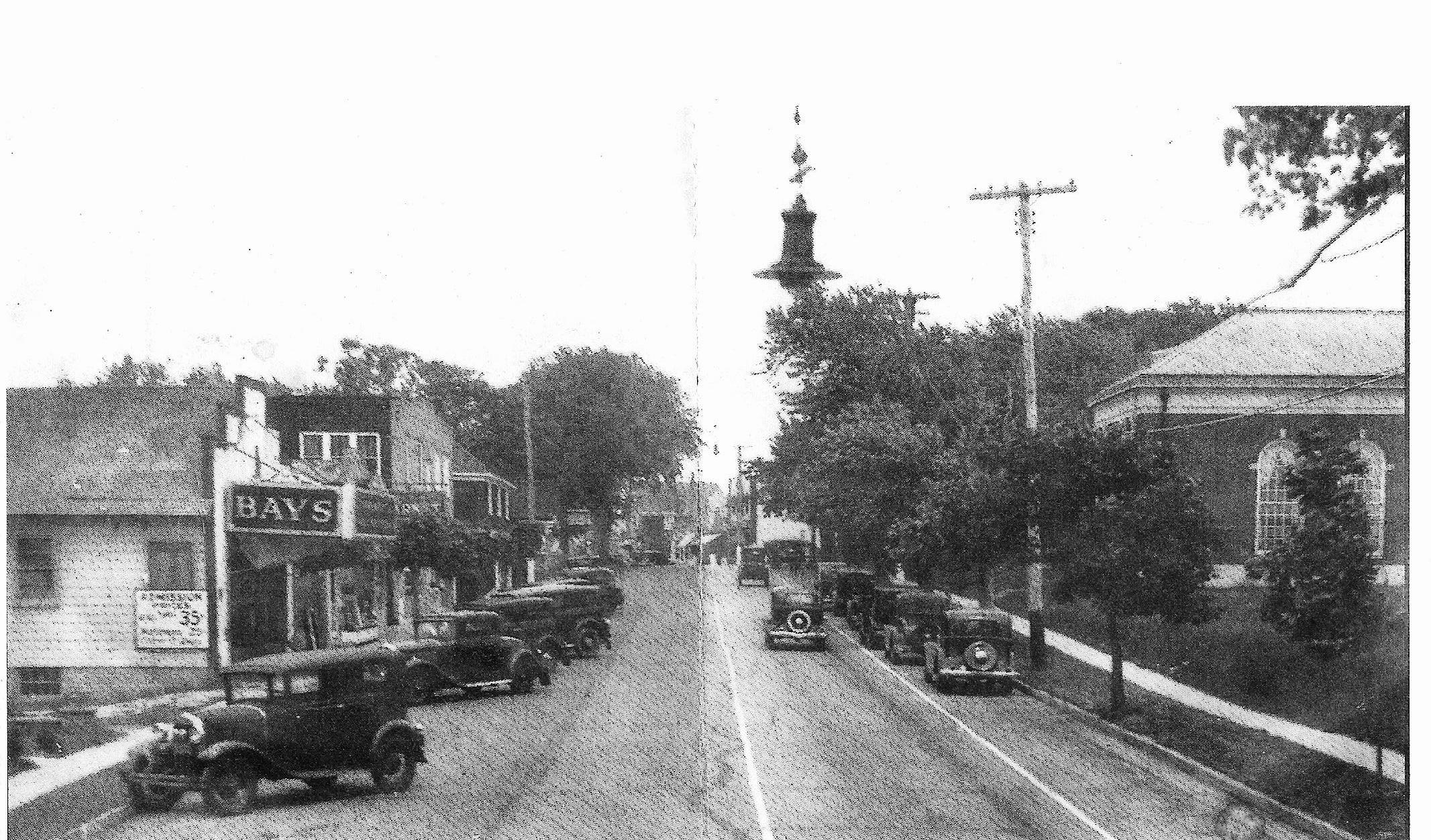 Main Street looking east in the early 1900s.  COURTESY HAMPTON BAYS HISTORICAL SOCIETY