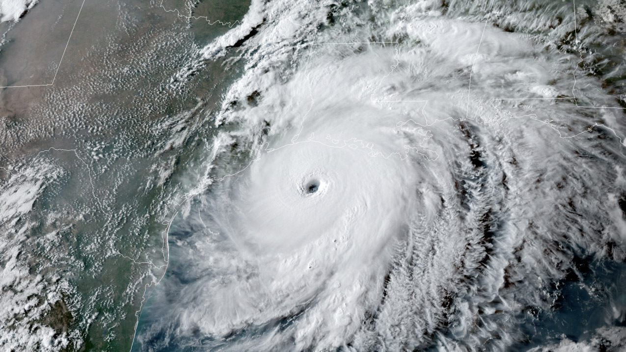 Satellite image of Hurricane Laura approaching the Gulf Coast, August 26, 2020. COURTESY GUILD HALL