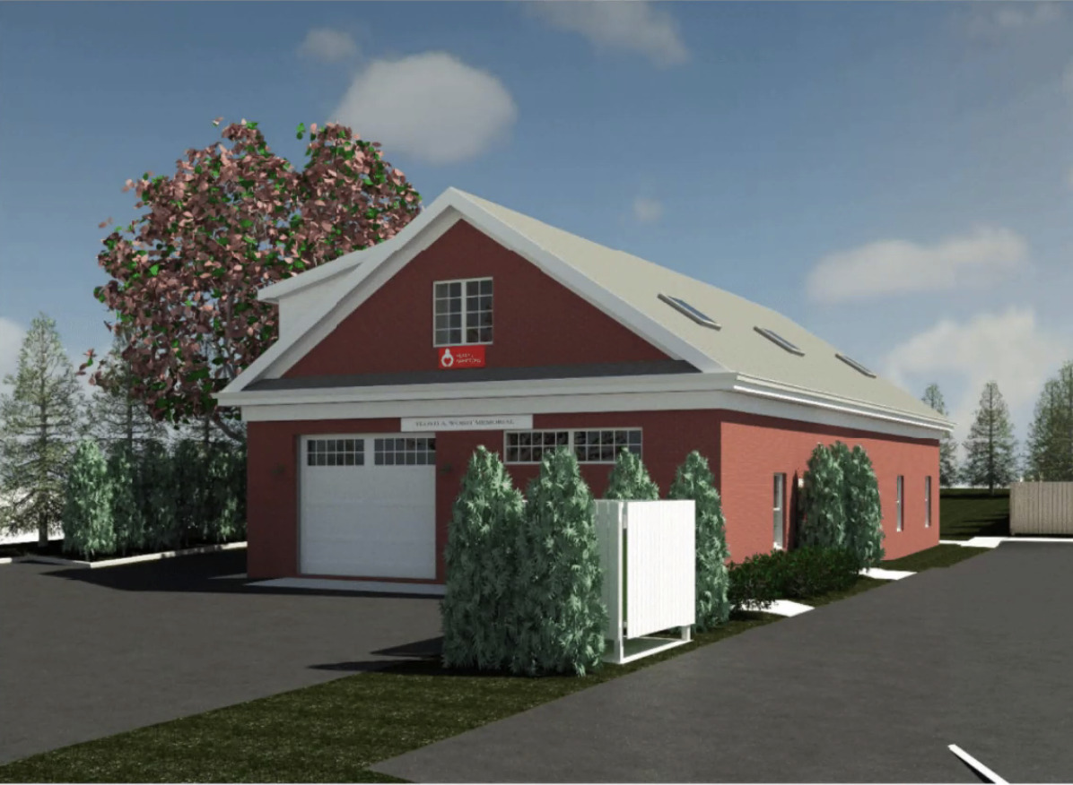 A rendering of proposed changes to the former ambulance barn on Meeting House Lane where Human Resources of the Hamptons intends to move to.