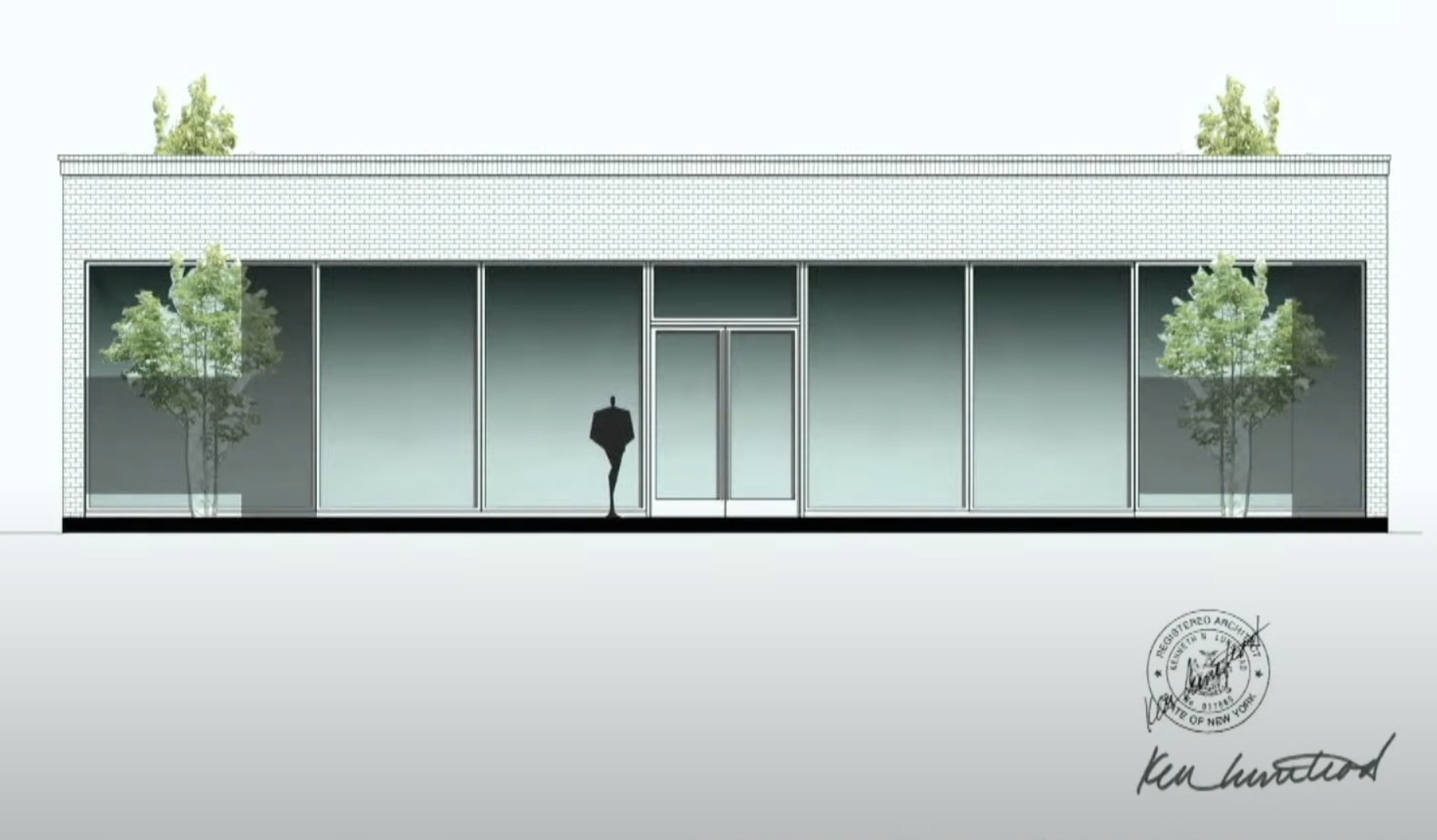 A rendering of the proposal for a Brown Harris Stevens office at the former Southampton post office.