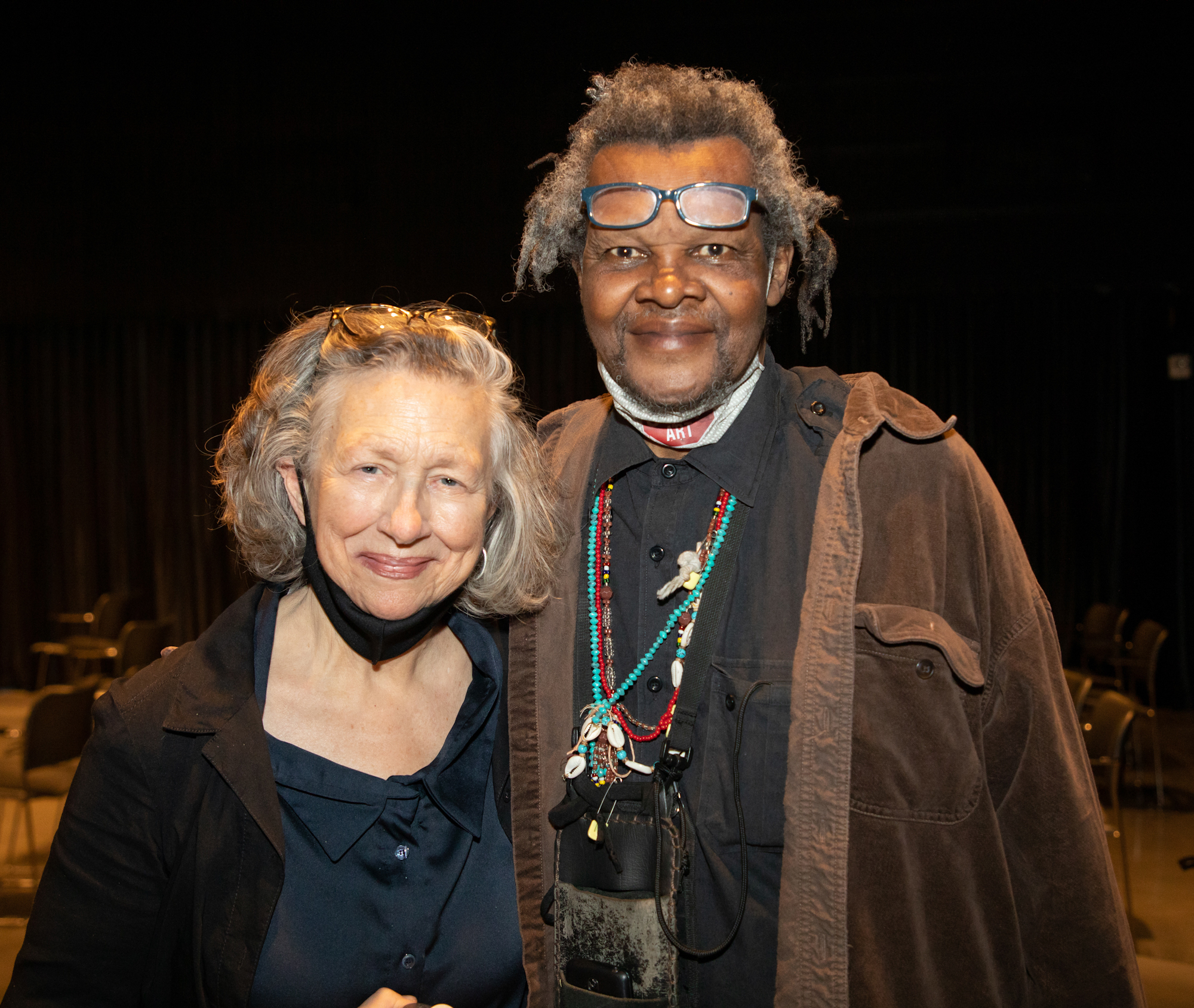 Alicia Longwell with artist Lonnie Holley at the exhibition of his work. 2021. JENNY GORMAN
