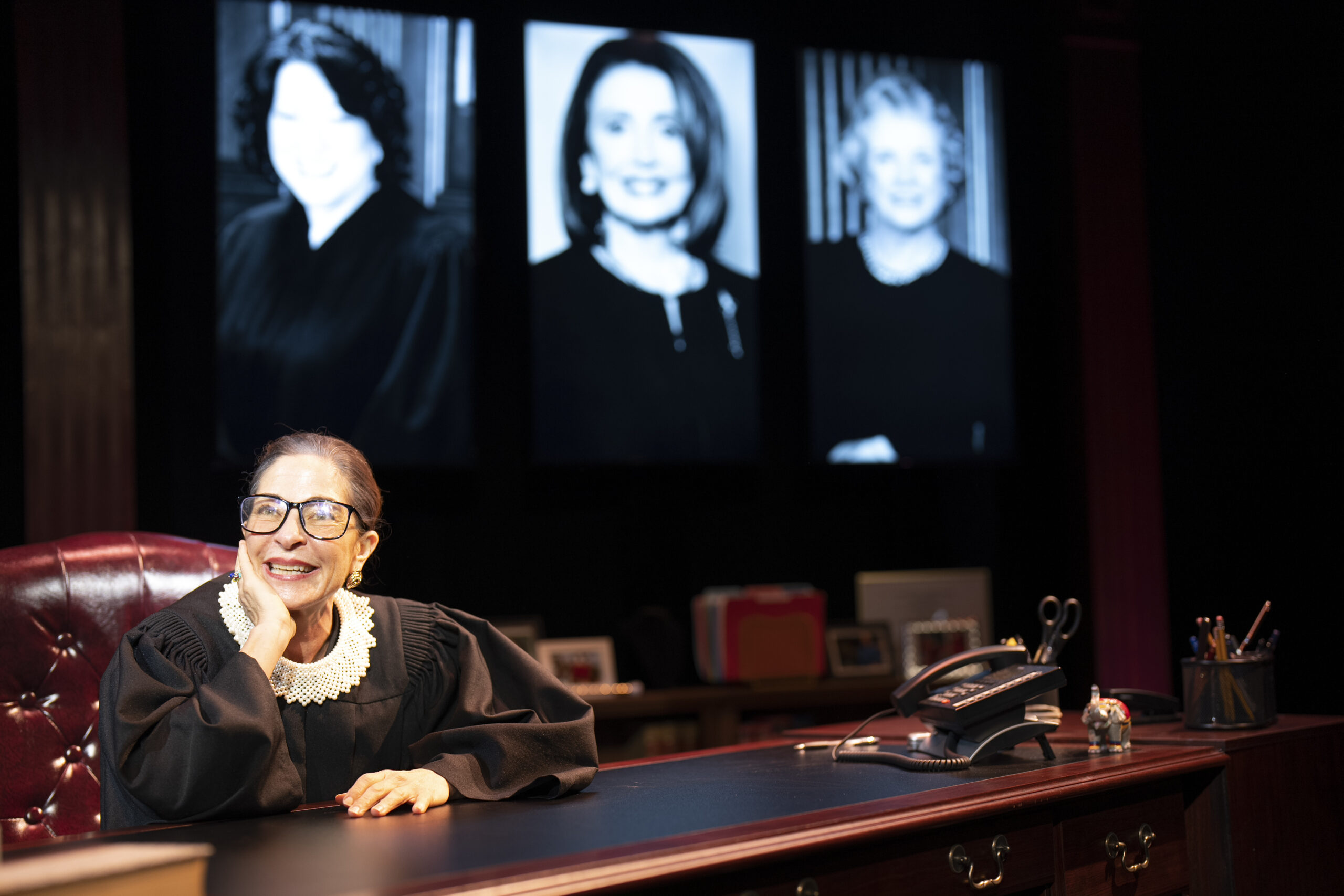 Michelle Azar as Ruth Bader Ginsburg in “All Things Equal: The Life and Trials of Ruth Bader Ginsburg” at freeFall Theatre in St. Petersburg, Florida. COURTESY FREEFALL THEATRE