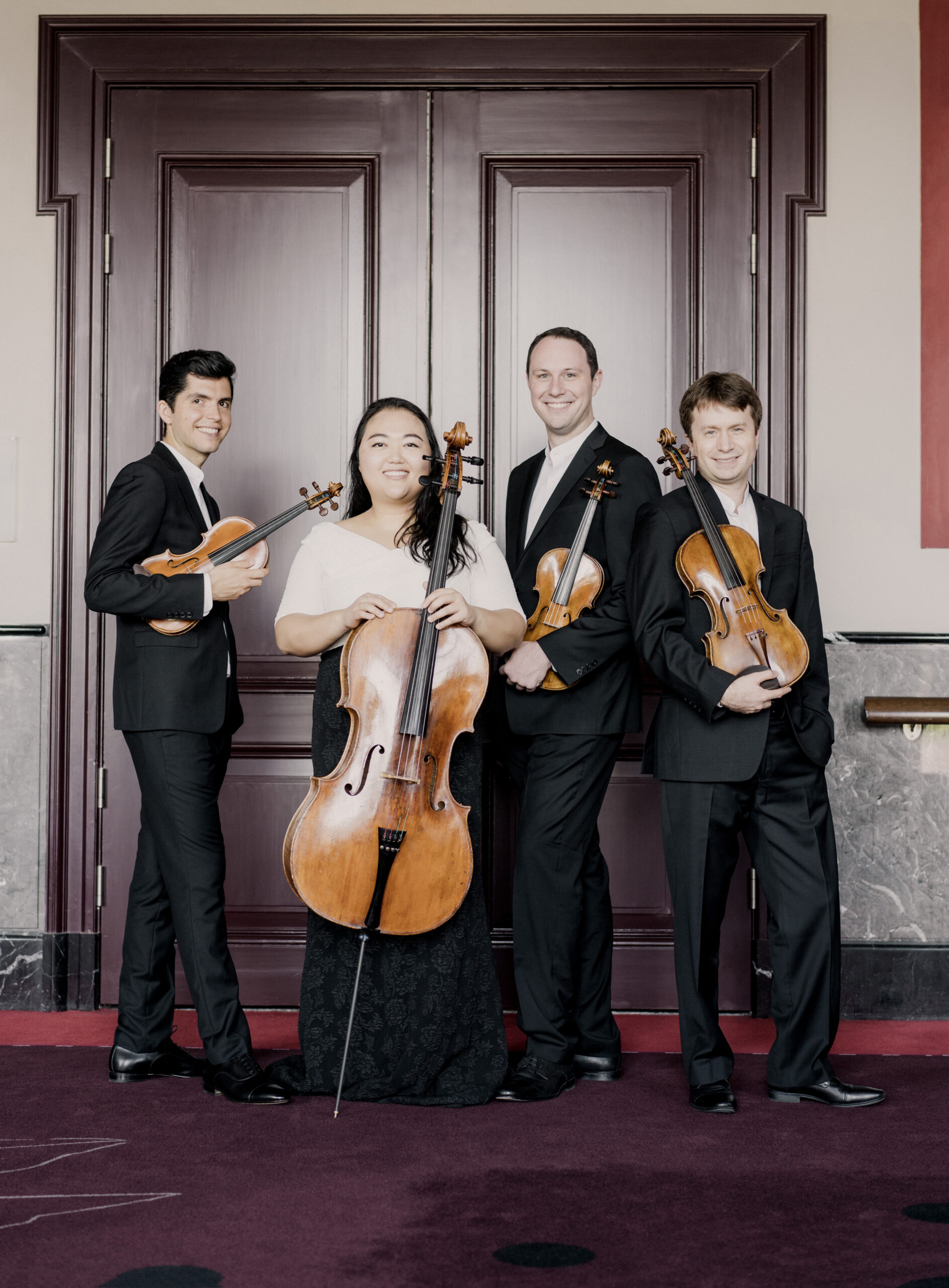 Calidore String Quartet (Ryan Meehan, violin; Estelle Choi, cello; effrey Myers, violin; Jeremy Berry, viola) make their BCM debut on October 29. COURTESY BCM