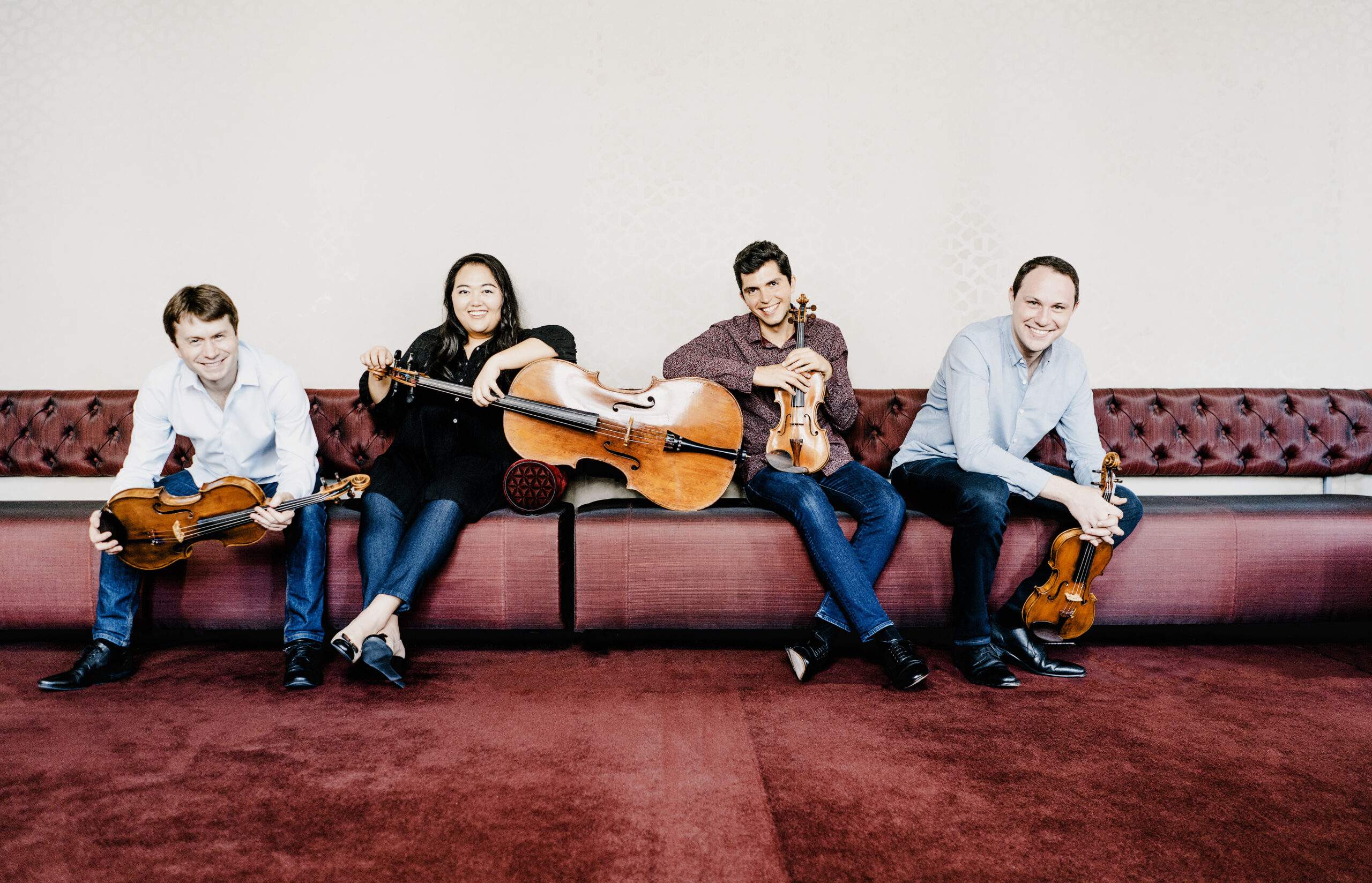 Calidore String Quartet (Jeremy Berry, viola; Estelle Choi, cello; Ryan Meehan, violin; Jeffrey Myers, violin) make their BCM debut on October 29. COURTESY BCM