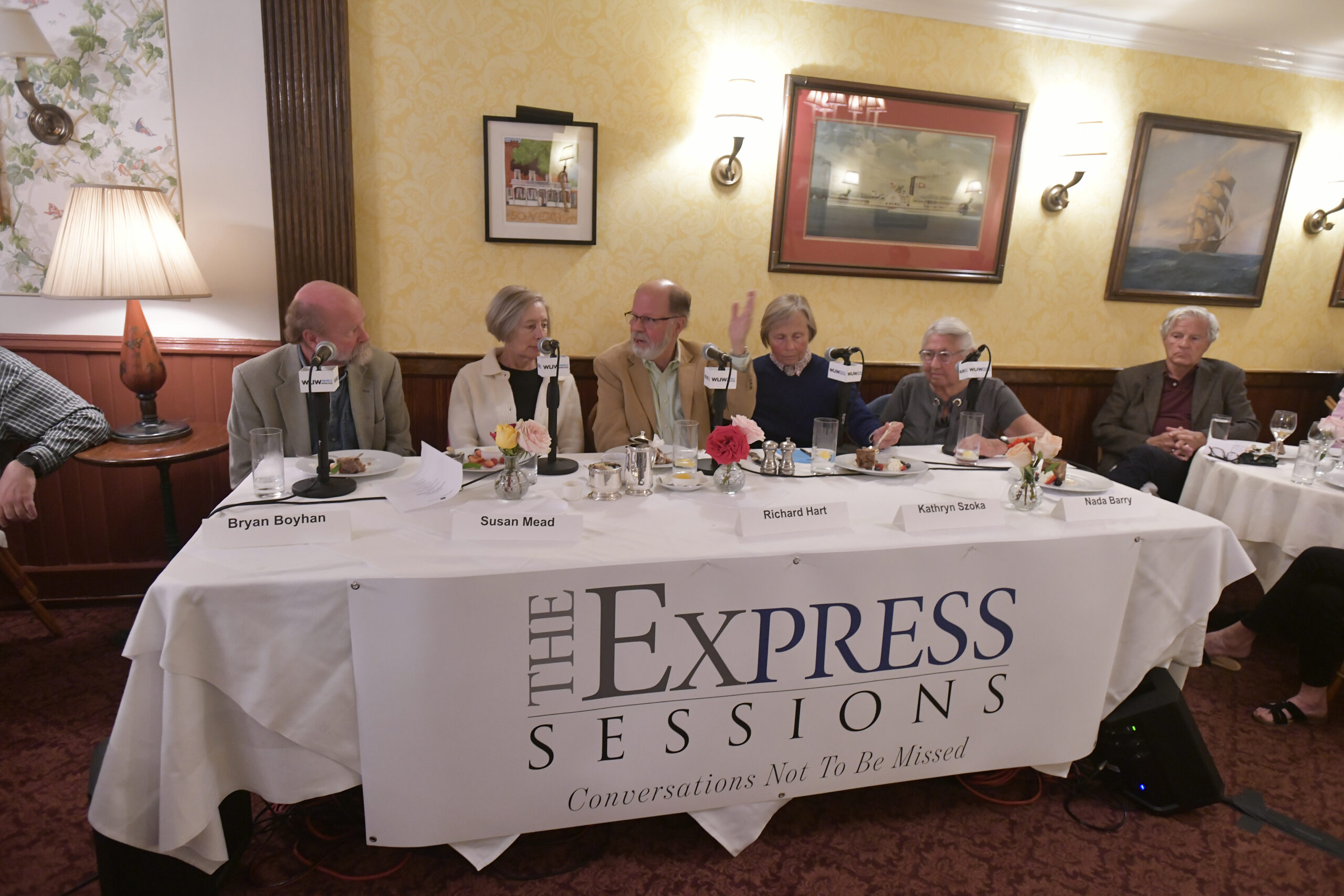 The panel  during “Steinbeck in Sag Harbor,” on Thursday, September 29, at the American Hotel.   DANA SHAW