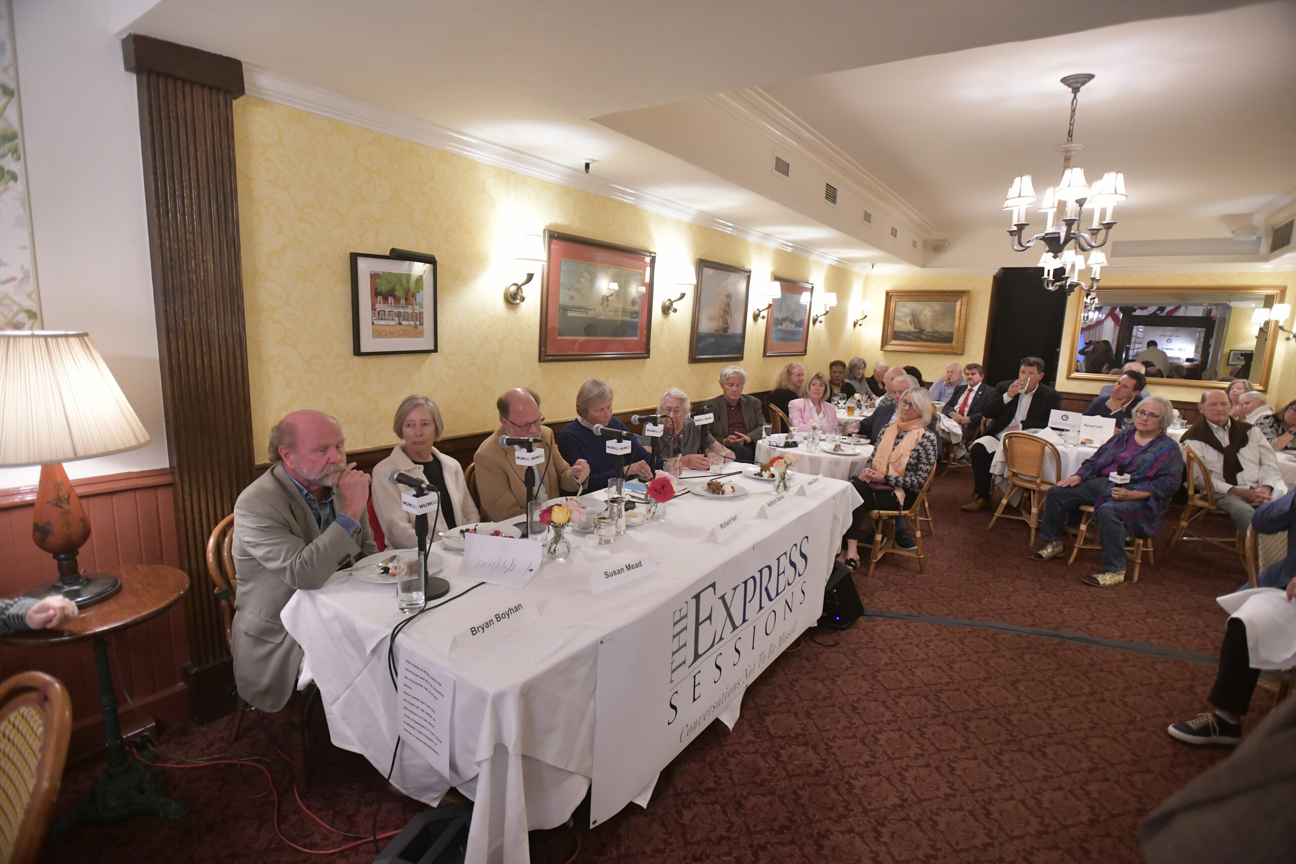The panel  during “Steinbeck in Sag Harbor,” on Thursday, September 29, at the American Hotel.   DANA SHAW