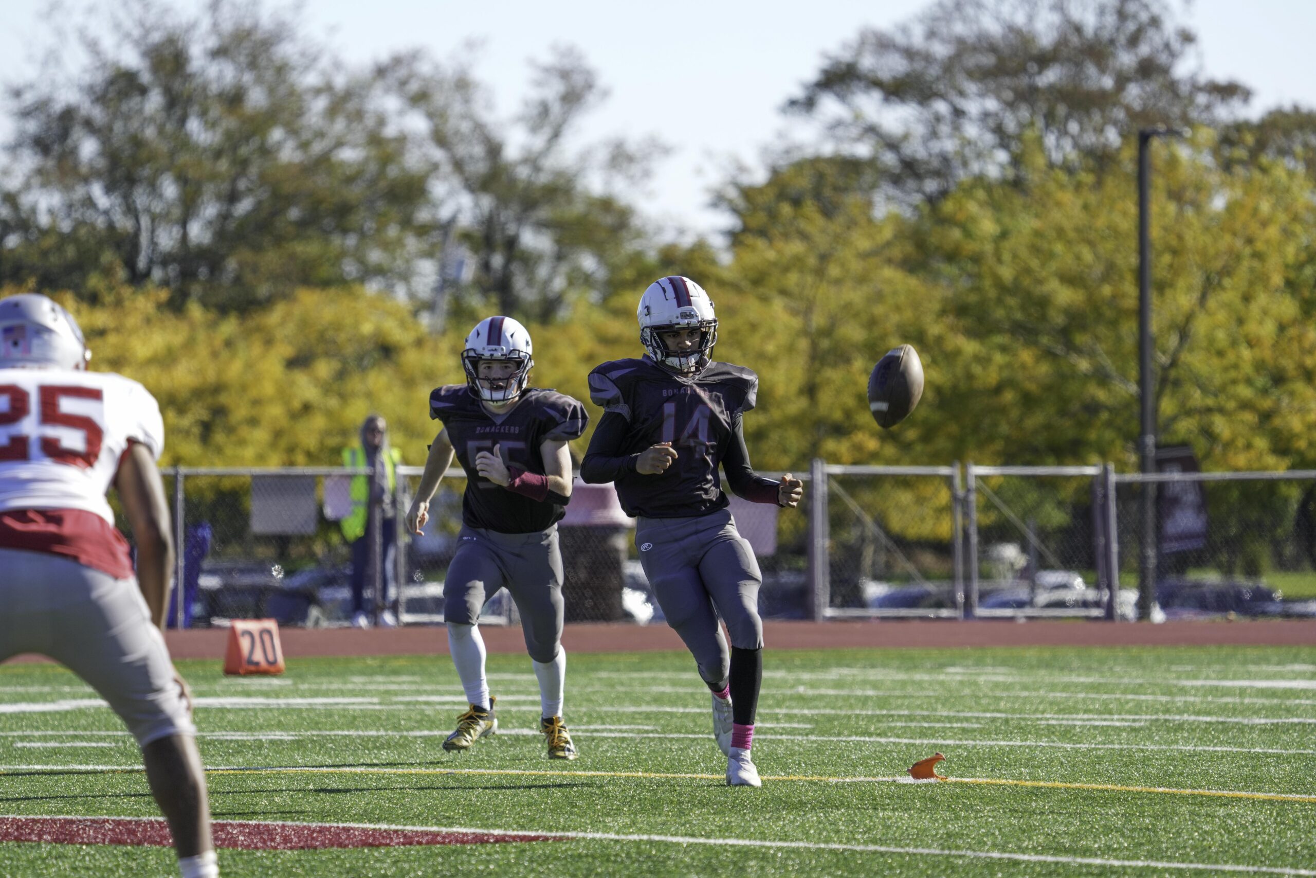 East Hampton senior Aryan Chugh sends a pooch kick that allowed his team to recover to start the second half.    RON ESPOSITO