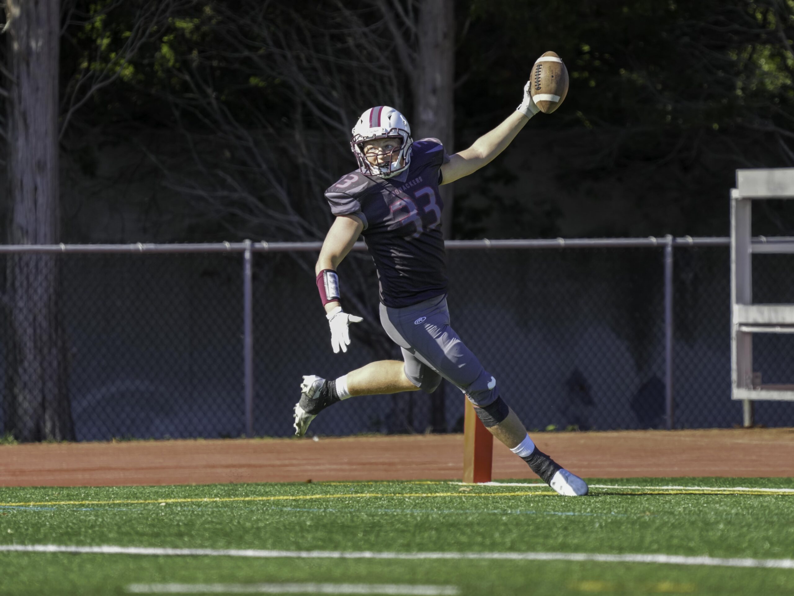 Bonacker Will Darrell after scoring his 63-yard touchdown reception.   RON ESPOSITO