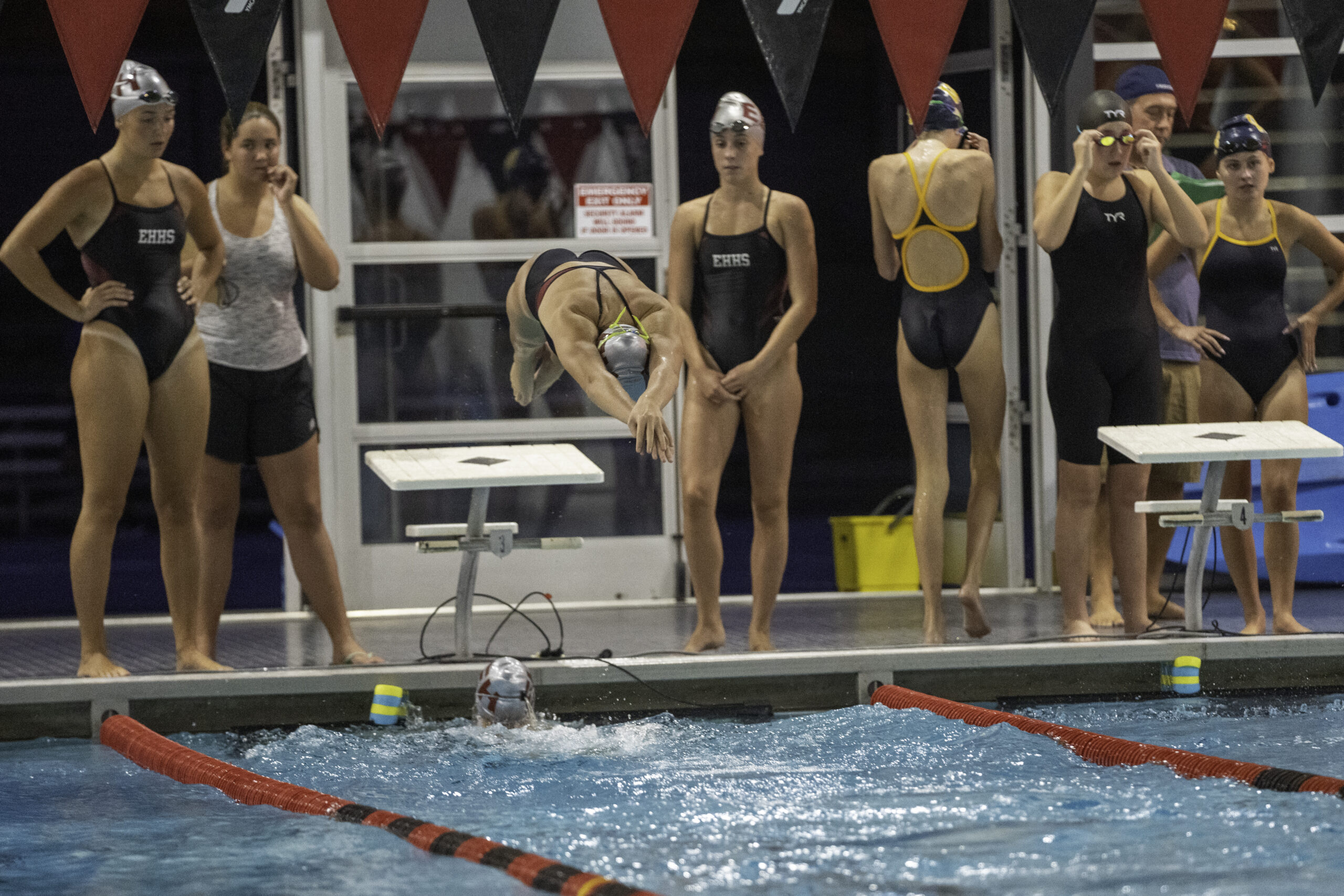 East Hampton seniors Cami Hatch and Jane Brierley and sophomores Ava Castillo and Lily Griffin competed in the 200-yard medley relay. RON ESPOSITO