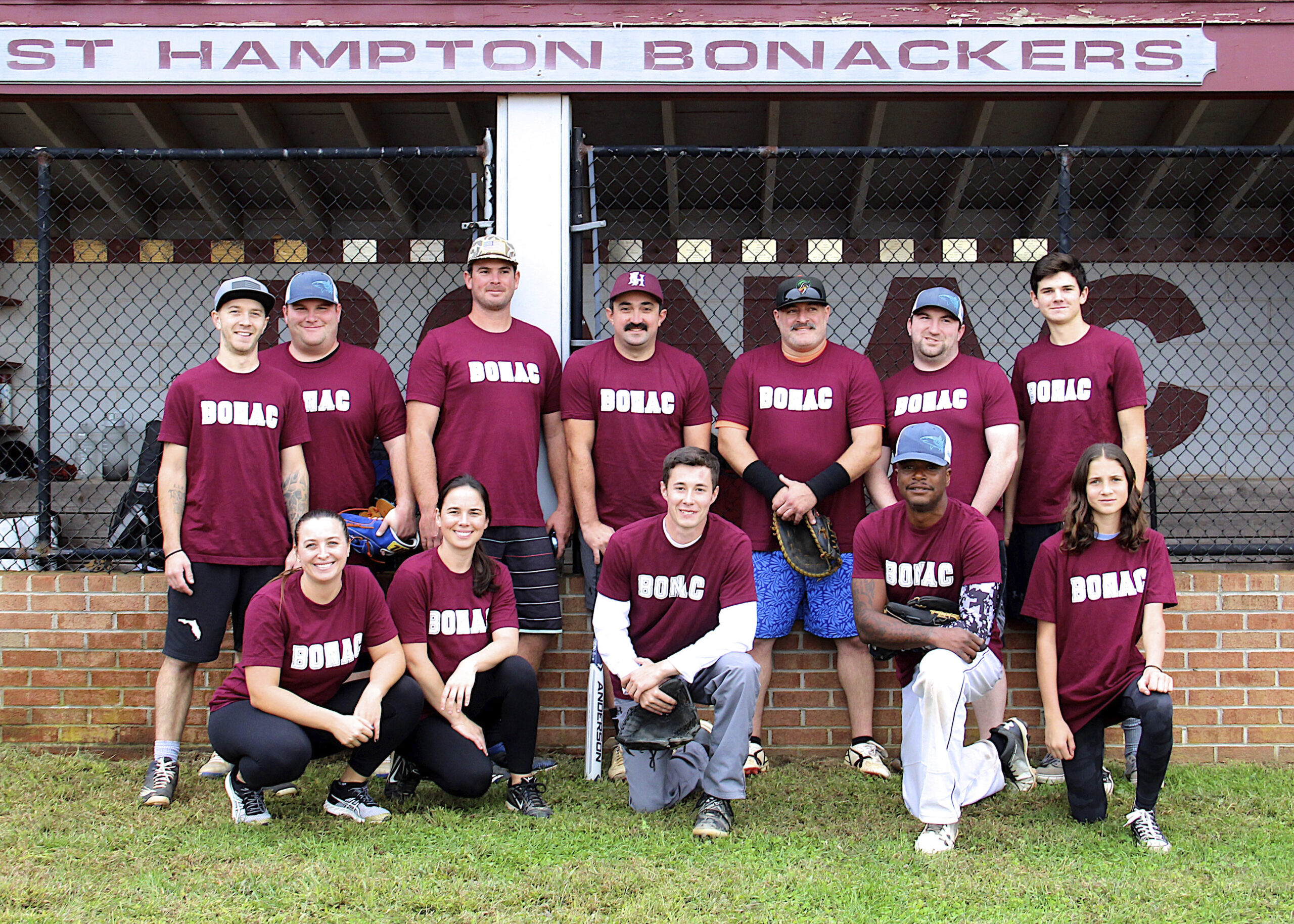 Team Bonac at the Bonac versus Maidstone softball game on October 16 at the East Hampton High School field. The Bonac team was victorious with a score of 13-4.  KYRIL BROMLEY